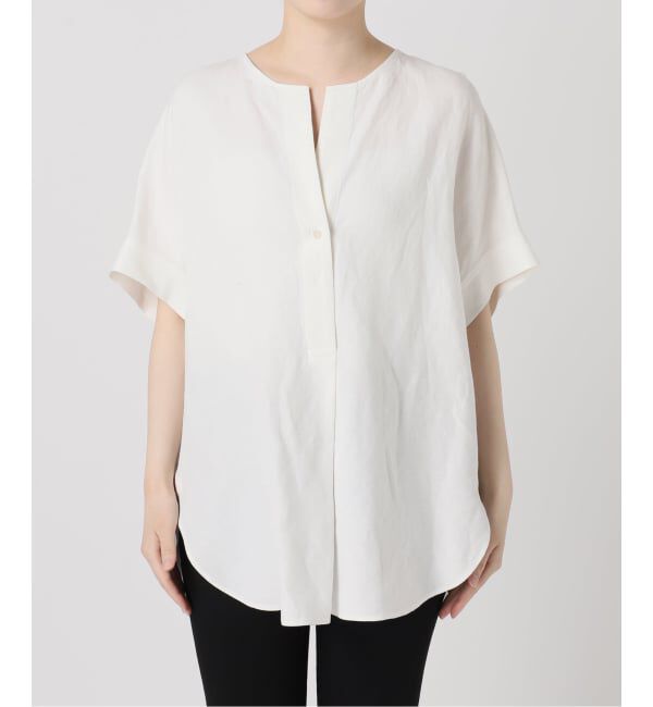 JOURNAL STANDARD「《予約》レーヨン麻ノーカラーブラウス」|シャツ・ブラウス|