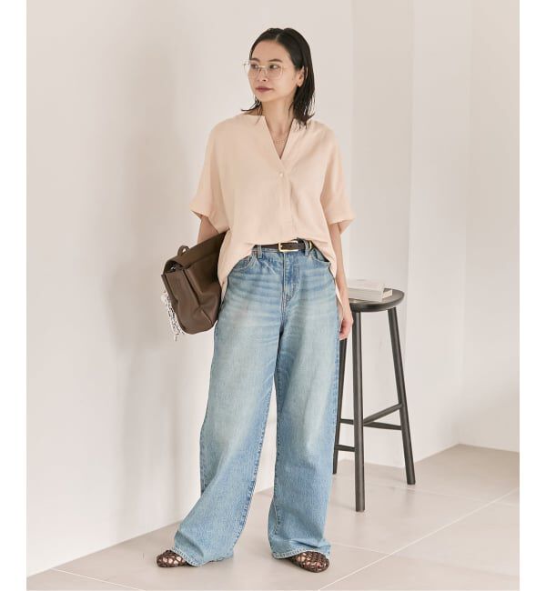 JOURNAL STANDARD「《予約》レーヨン麻ノーカラーブラウス」|シャツ・ブラウス|