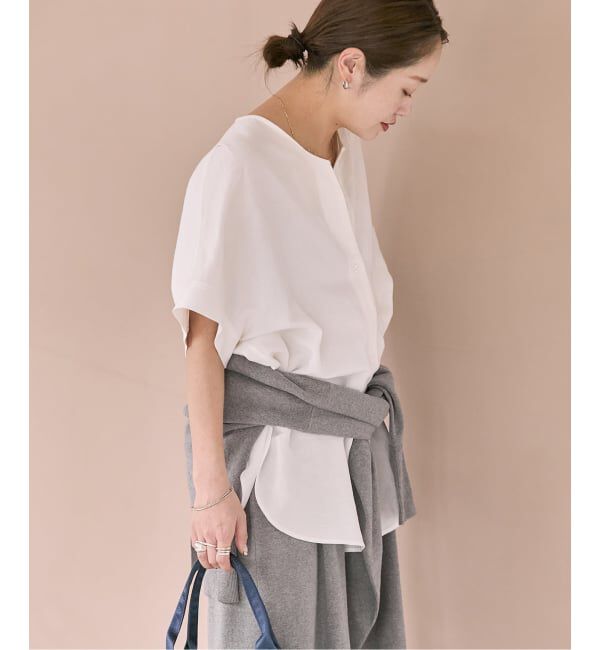 JOURNAL STANDARD「《予約》レーヨン麻ノーカラーブラウス」|シャツ・ブラウス|