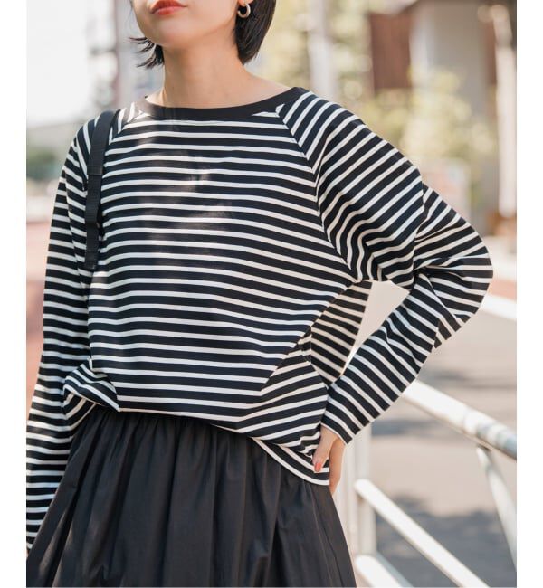 Spick and Span「《追加2》ボートネックバックタックプルオーバー」|Tシャツ・カットソー|ブラック