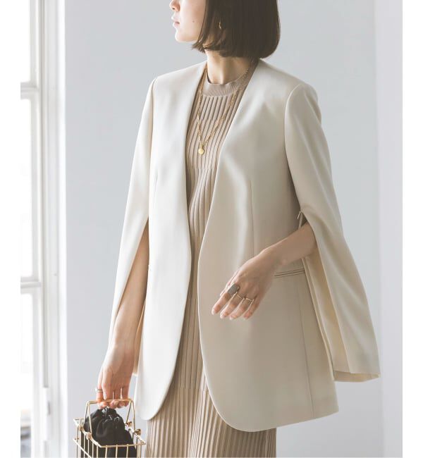 NOBLE「《追加2》スリーブスリットケープジャケット」|ノーカラージャケット|