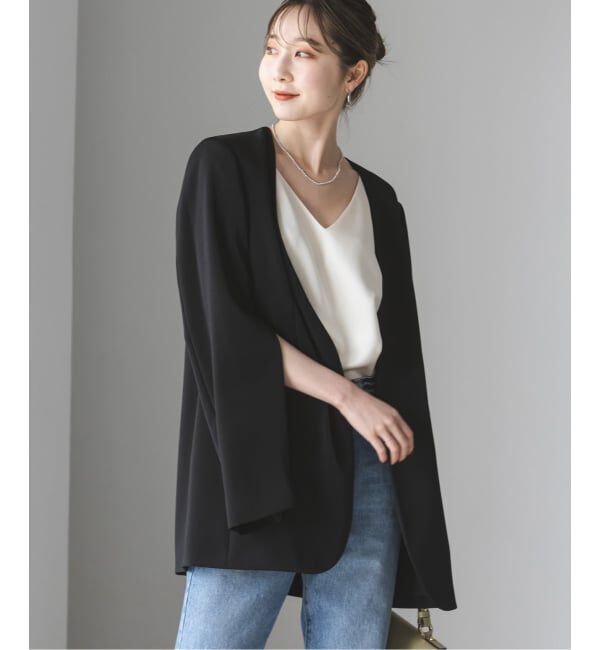 NOBLE「《追加2》スリーブスリットケープジャケット」|ノーカラージャケット|