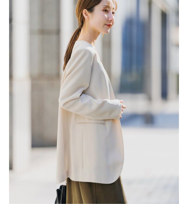 NOBLE「《追加2》スリーブスリットケープジャケット」|ノーカラージャケット|