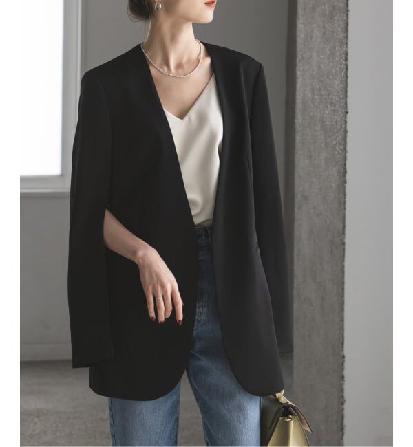 NOBLE「《追加2》スリーブスリットケープジャケット」|ノーカラージャケット|