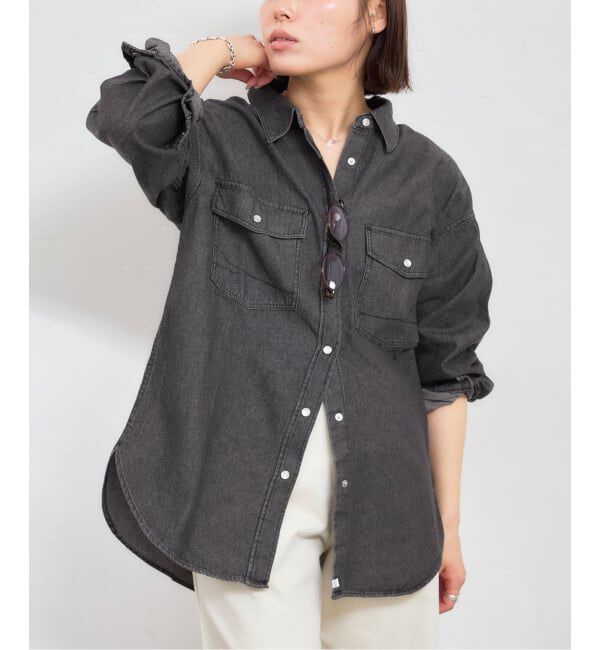 U by SPICK&SPAN「SOMETHING / サムシング BIG DENIM SHIRTS L/S」|シャツ・ブラウス|ブラック A