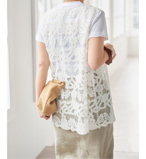 Spick and Span「《新色有り / 追加予約》コードエンブロイダリーチュールベスト」|ベスト・ジレ|