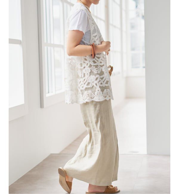 Spick and Span「《新色有り / 追加予約》コードエンブロイダリーチュールベスト」|ベスト・ジレ|