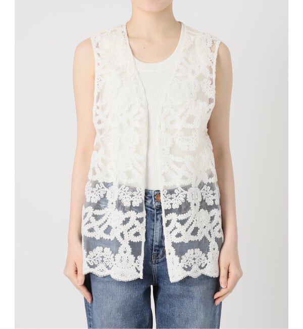 Spick and Span「《新色有り / 追加予約》コードエンブロイダリーチュールベスト」|ベスト・ジレ|