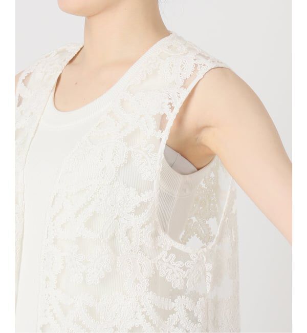 Spick and Span「《新色有り / 追加予約》コードエンブロイダリーチュールベスト」|ベスト・ジレ|