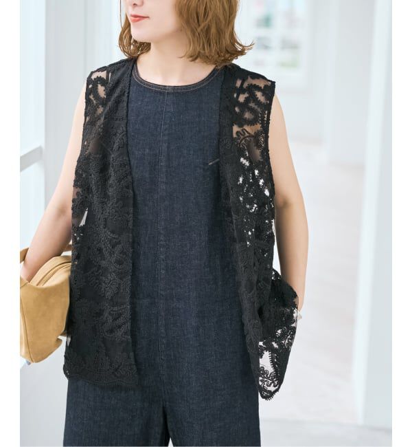 Spick and Span「《新色有り / 追加予約》コードエンブロイダリーチュールベスト」|ベスト・ジレ|