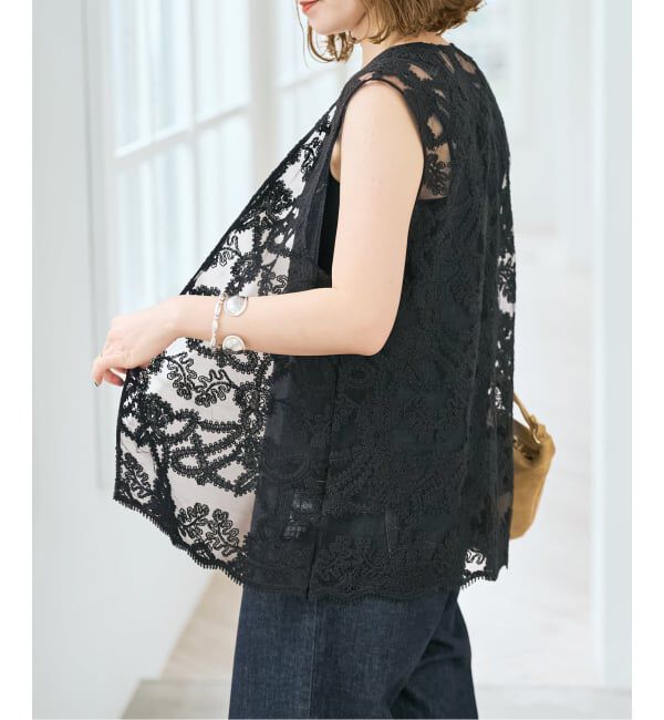 Spick and Span「《新色有り / 追加予約》コードエンブロイダリーチュールベスト」|ベスト・ジレ|