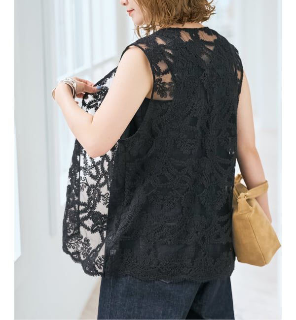 Spick and Span「《新色有り / 追加予約》コードエンブロイダリーチュールベスト」|ベスト・ジレ|