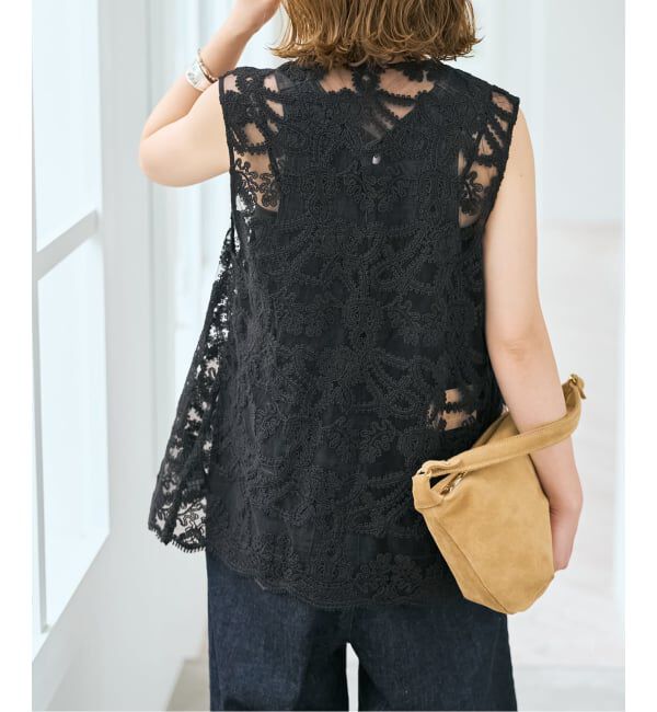 Spick and Span「《新色有り / 追加予約》コードエンブロイダリーチュールベスト」|ベスト・ジレ|