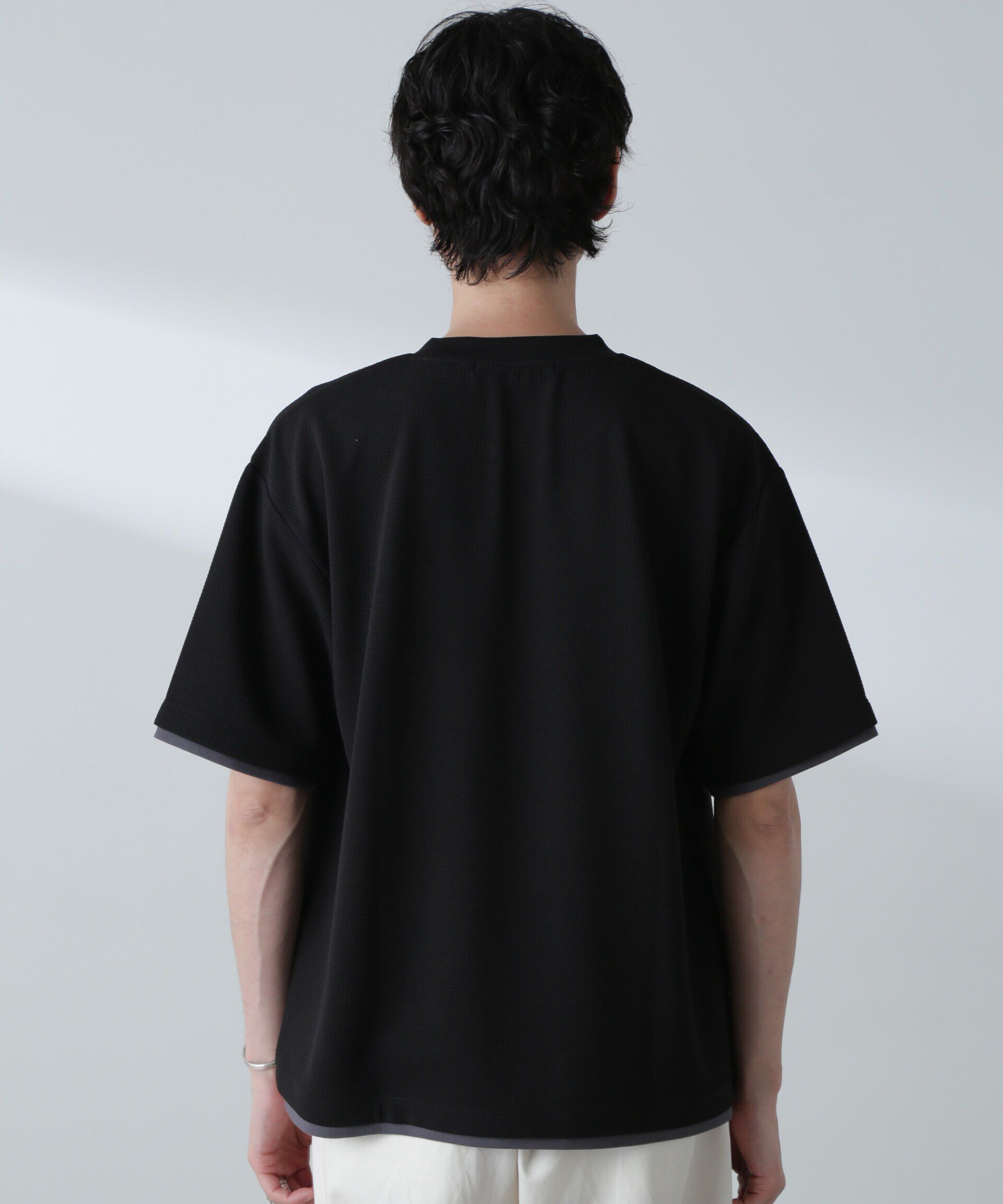 nano･universe「ジャガードフェイクレイヤードTシャツ 半袖」|Tシャツ・カットソー|