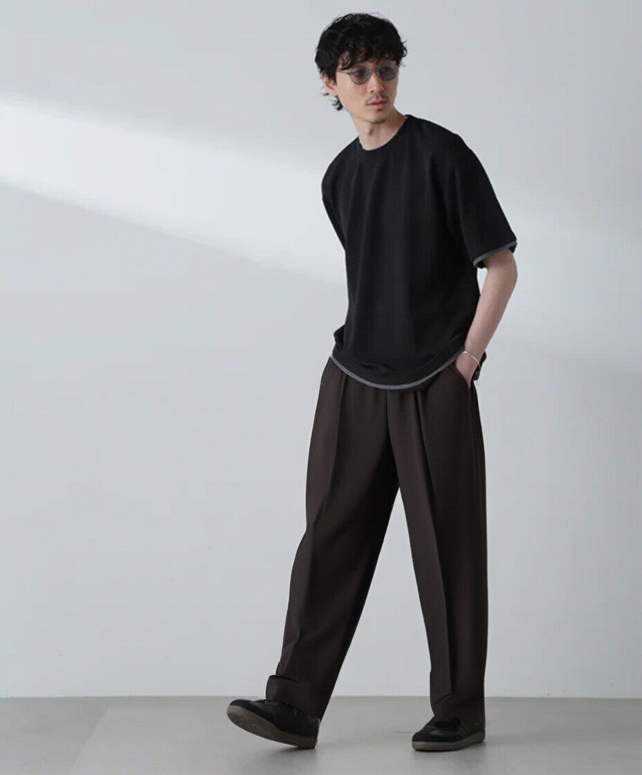 nano･universe「ジャガードフェイクレイヤードTシャツ 半袖」|Tシャツ・カットソー|