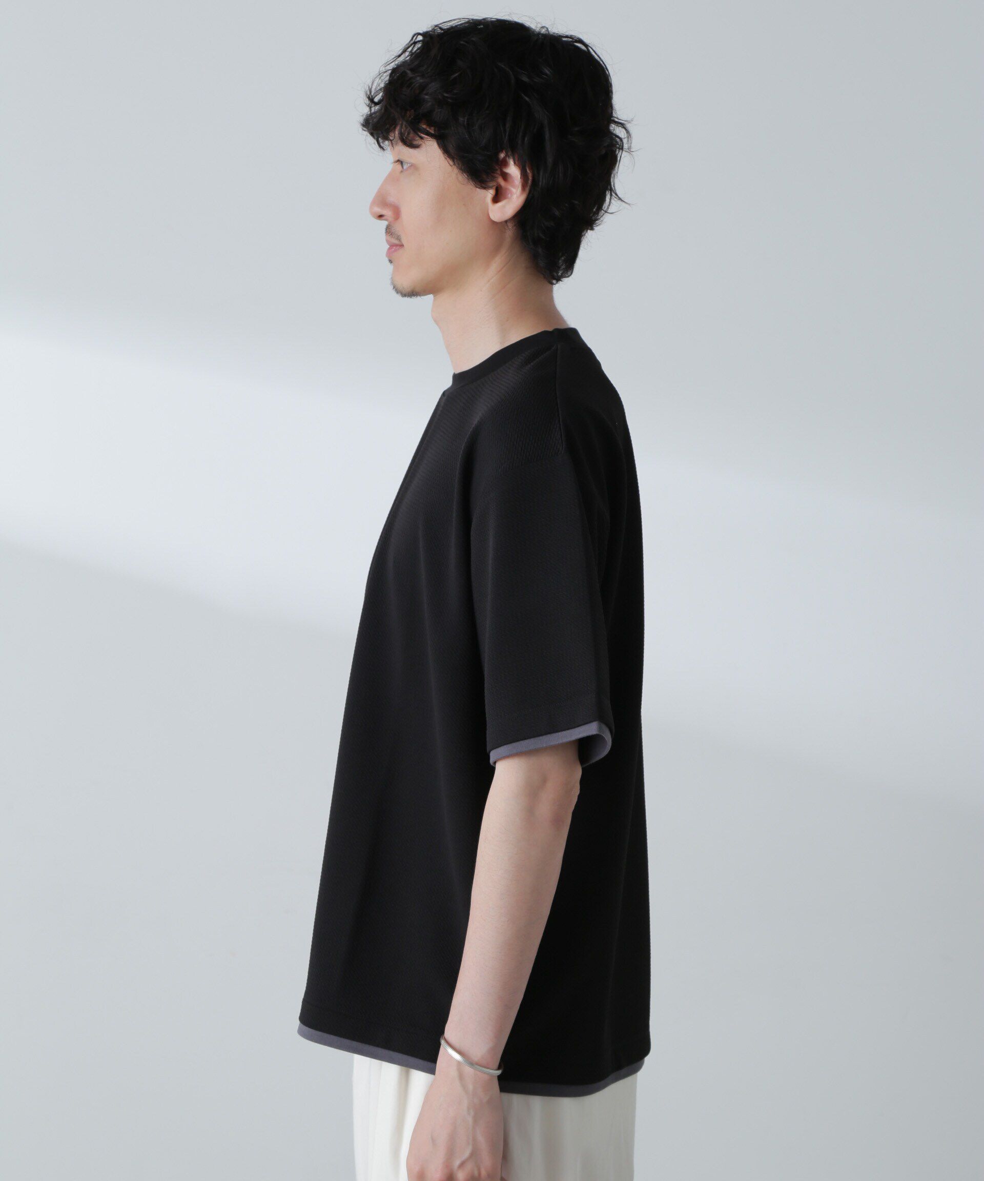 nano･universe「ジャガードフェイクレイヤードTシャツ 半袖」|Tシャツ・カットソー|