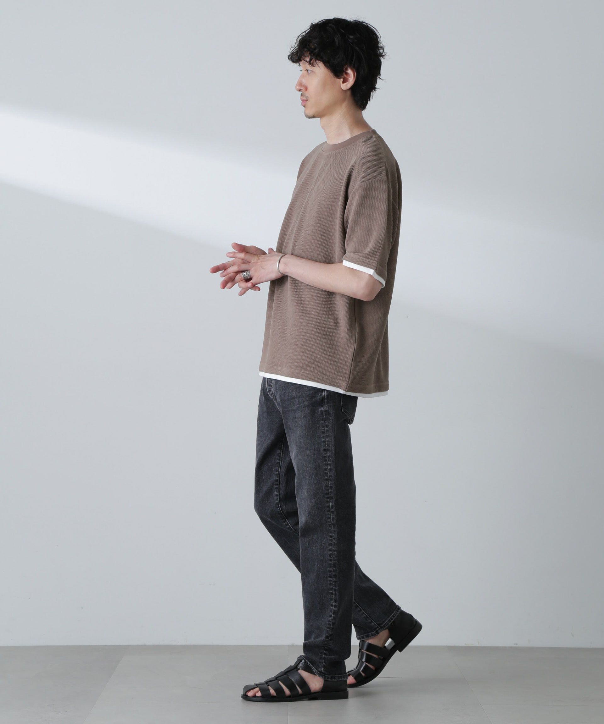 nano･universe「ジャガードフェイクレイヤードTシャツ 半袖」|Tシャツ・カットソー|