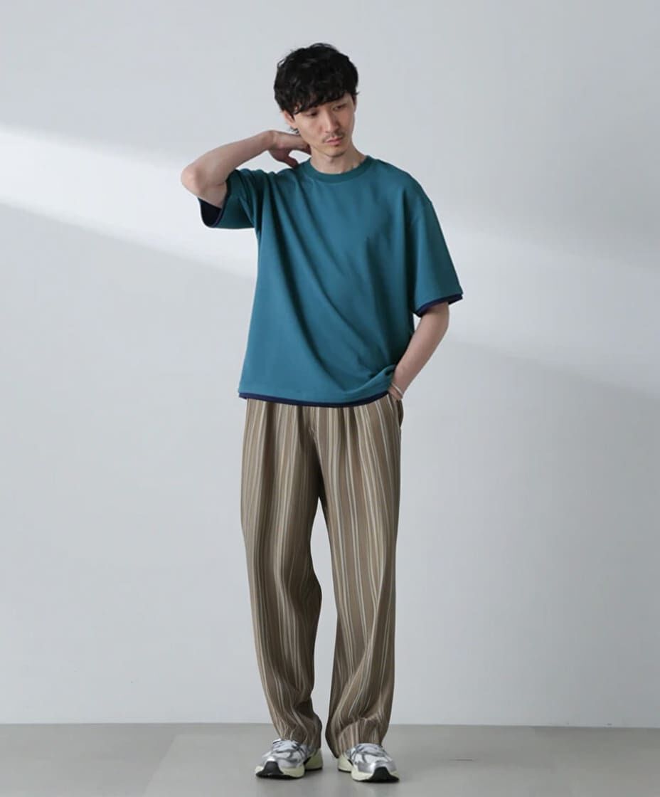 nano･universe「ジャガードフェイクレイヤードTシャツ 半袖」|Tシャツ・カットソー|