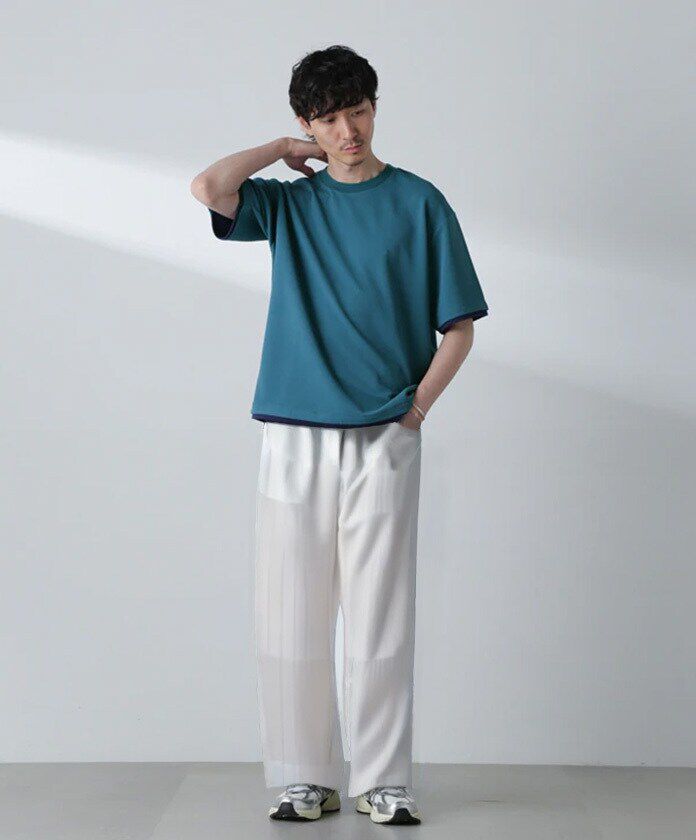 nano･universe「ジャガードフェイクレイヤードTシャツ 半袖」|Tシャツ・カットソー|