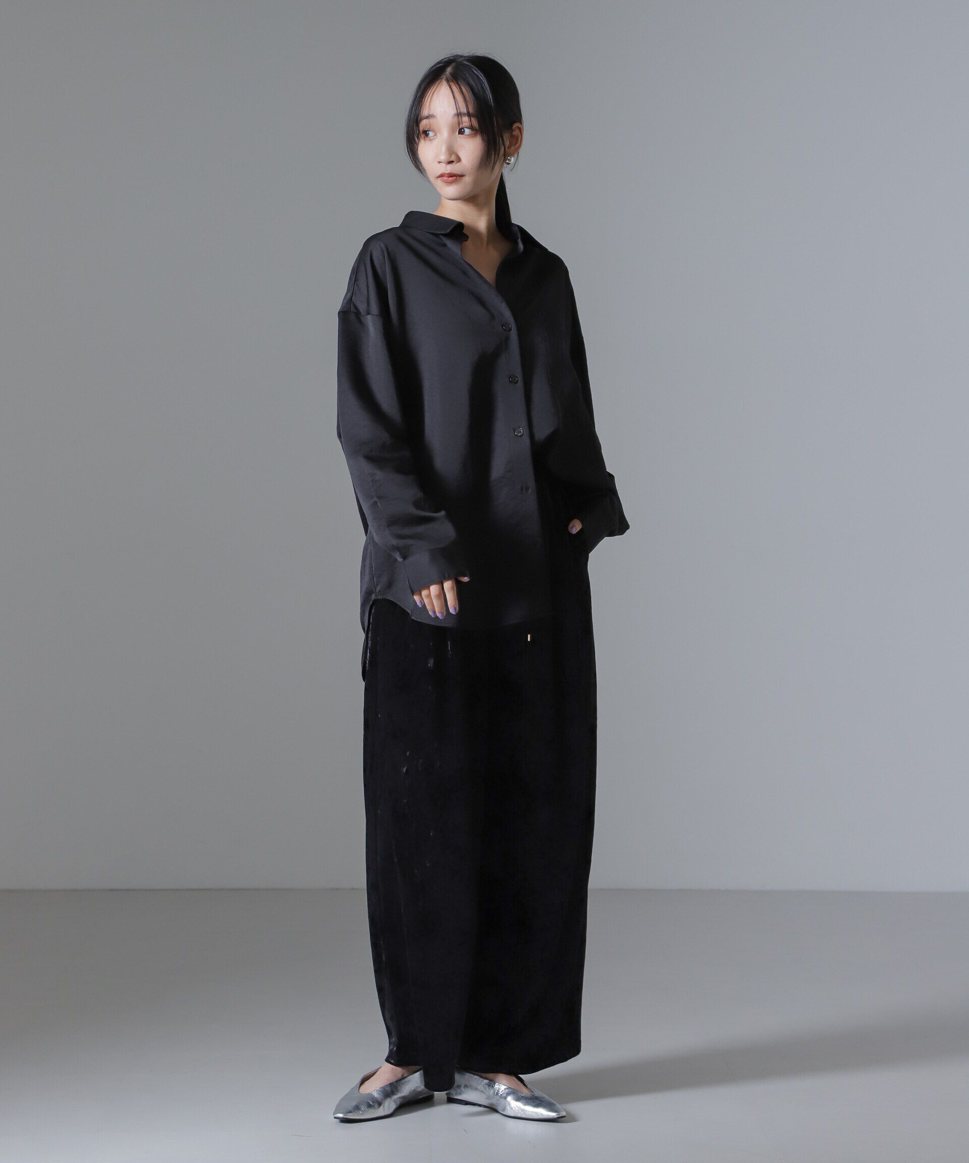 nano･universe「ベロアイージーワイドパンツ（セットアップ可）」|チノ|