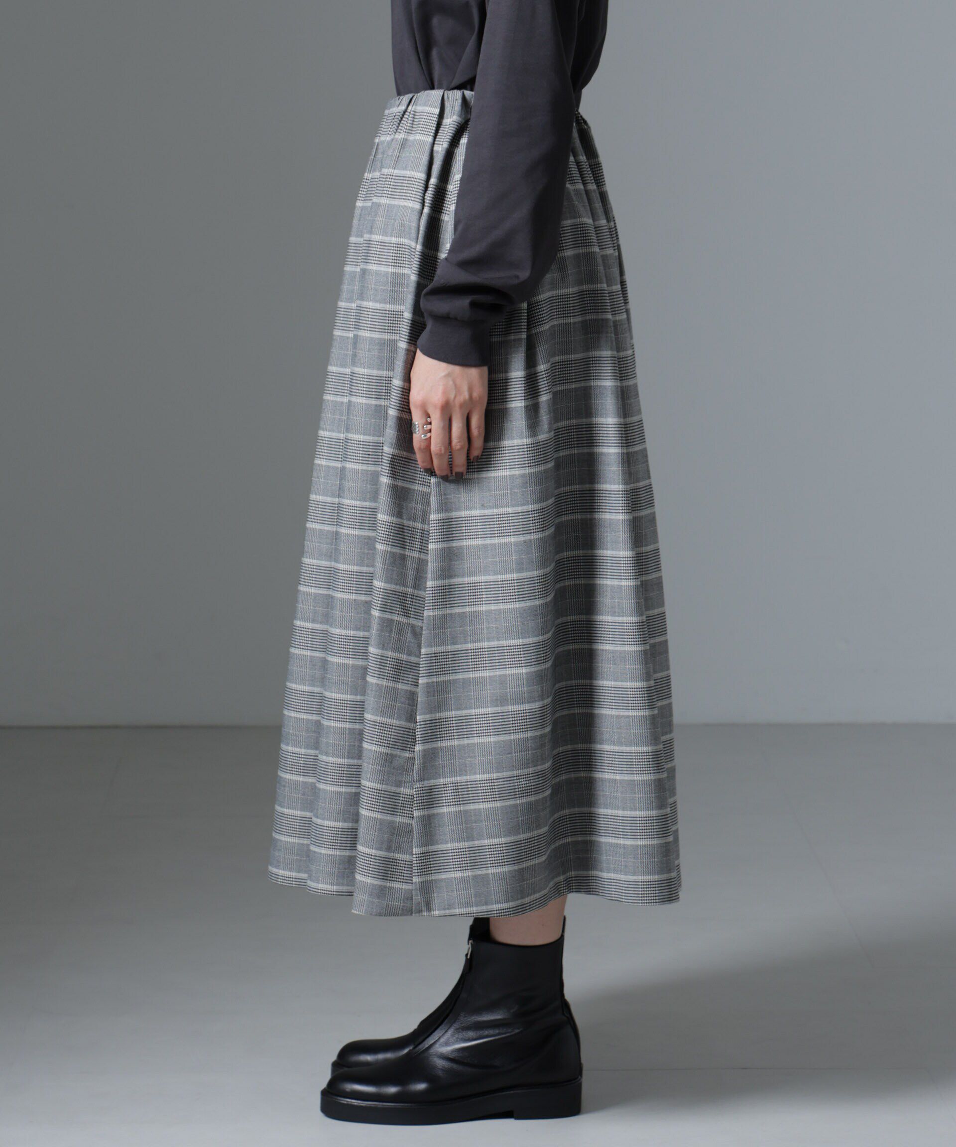 nano･universe「グレンチェックタックスカート」|スカート|