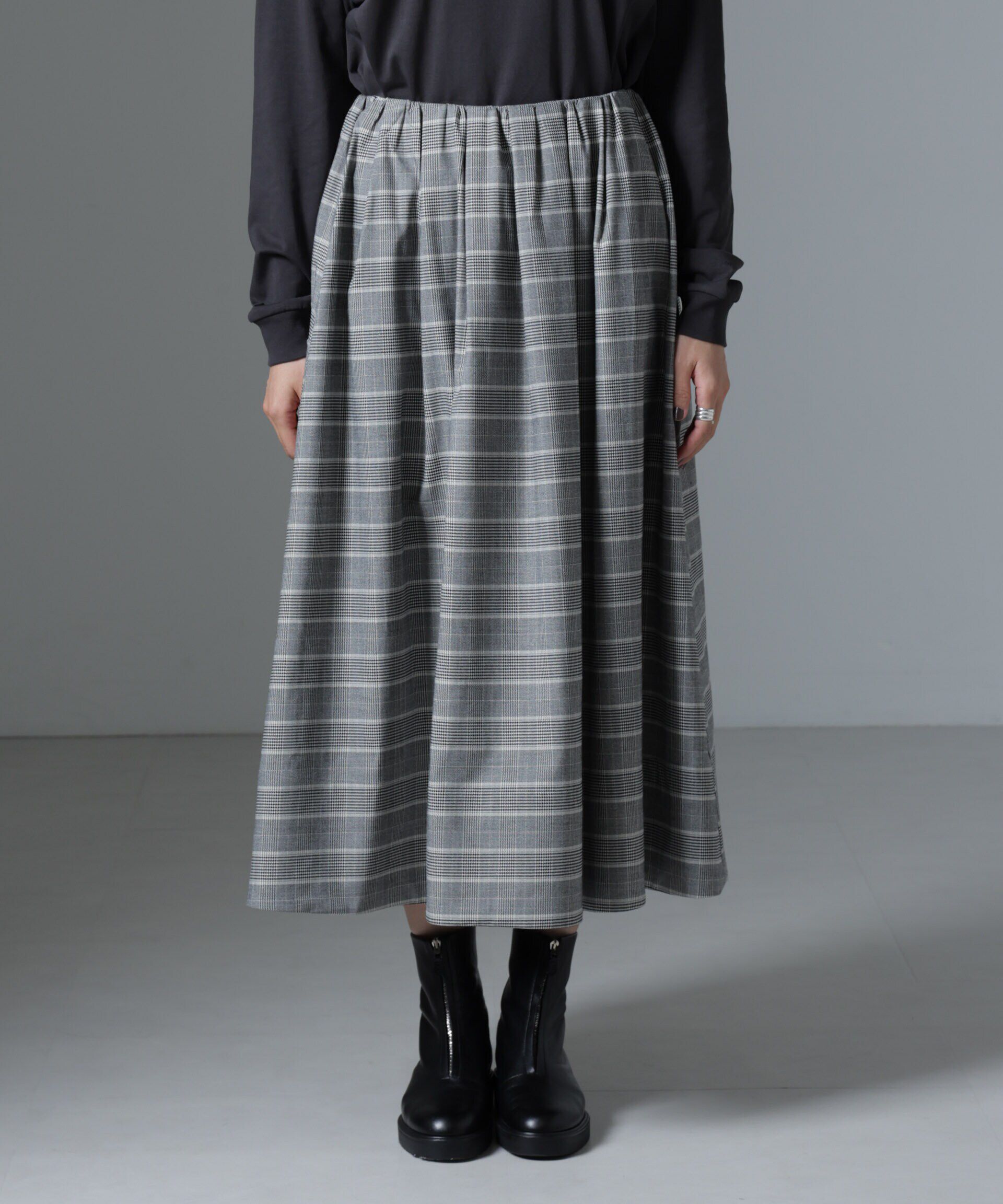 nano･universe「グレンチェックタックスカート」|スカート|