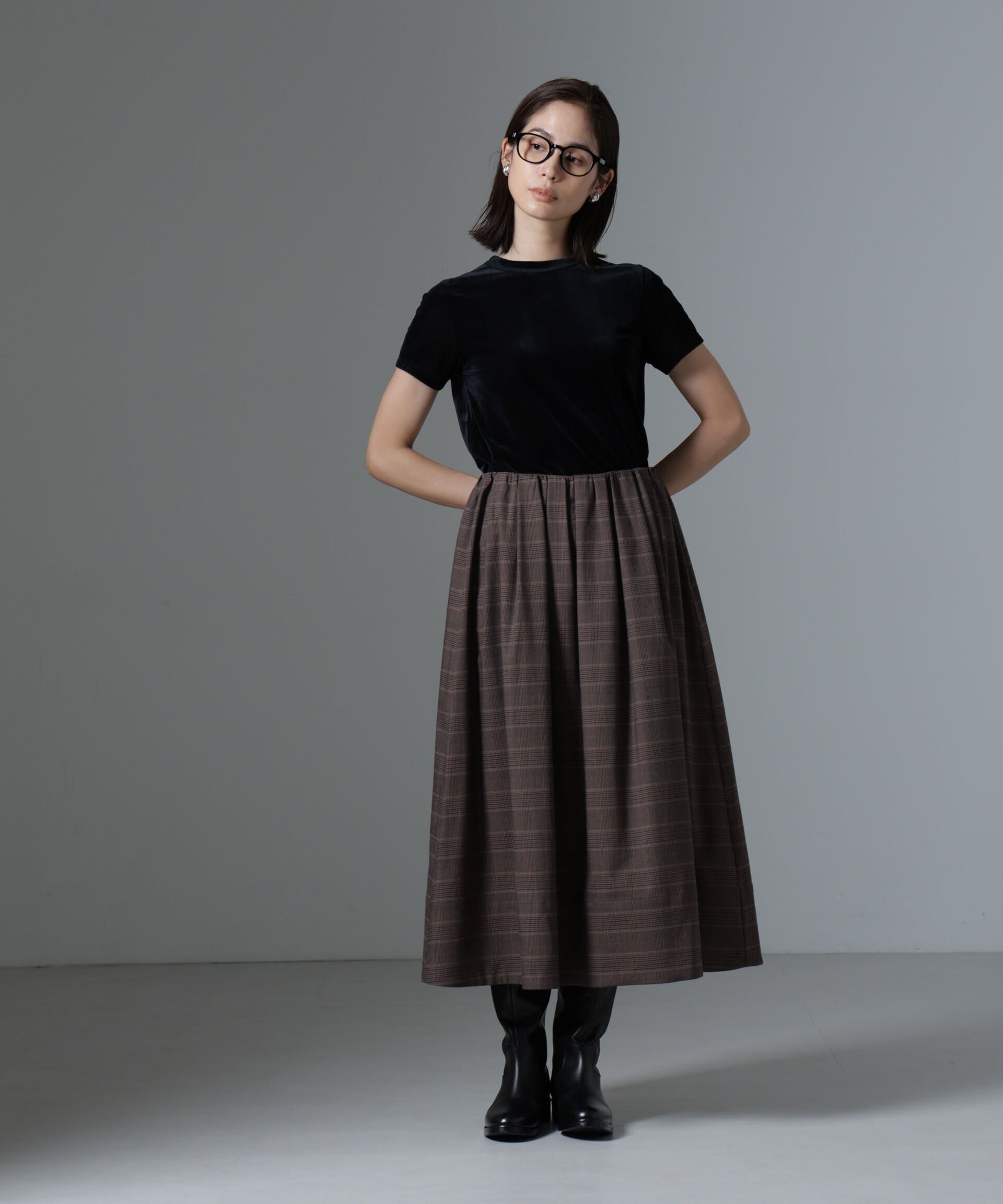 nano･universe「グレンチェックタックスカート」|スカート|