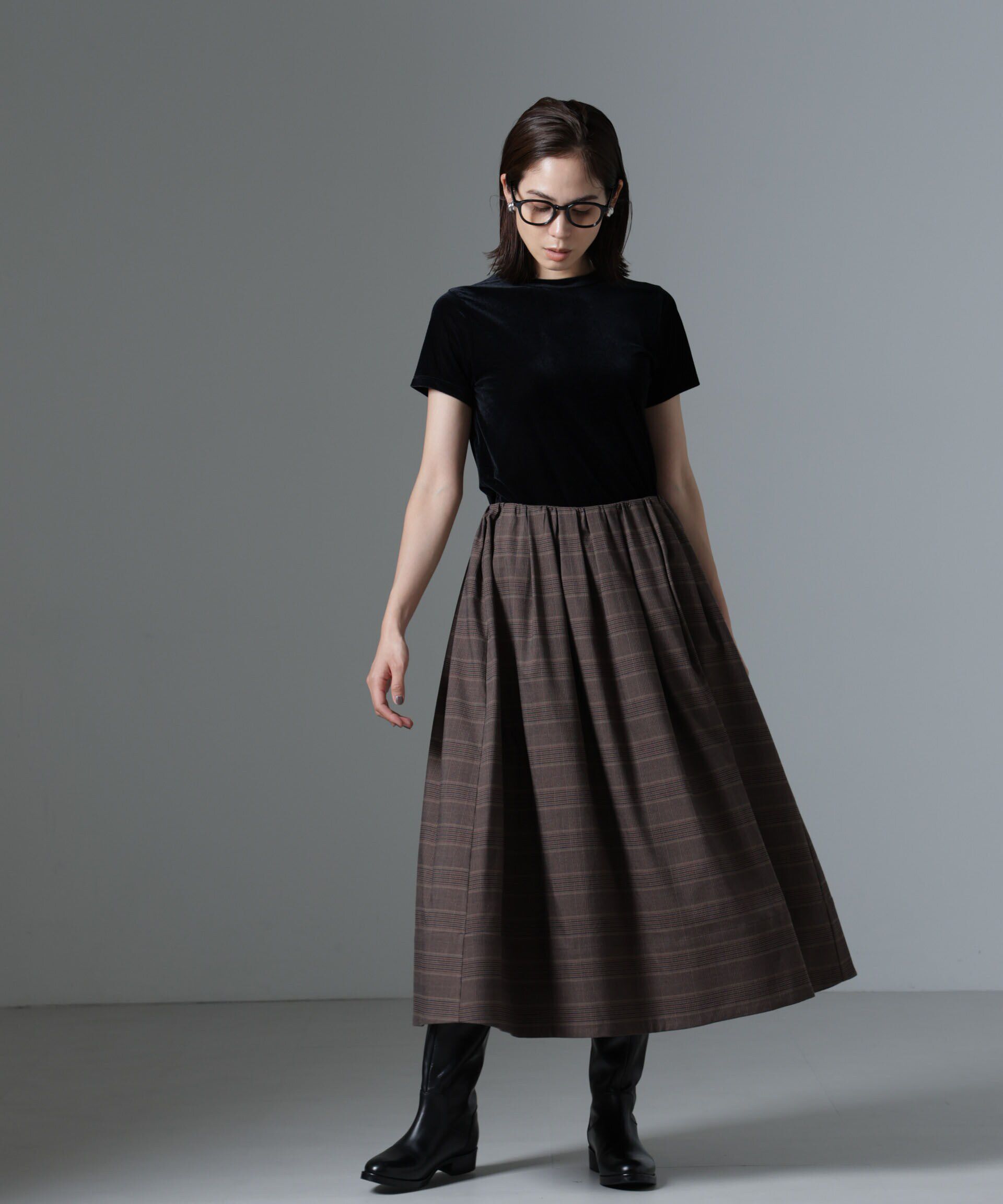 nano･universe「グレンチェックタックスカート」|スカート|