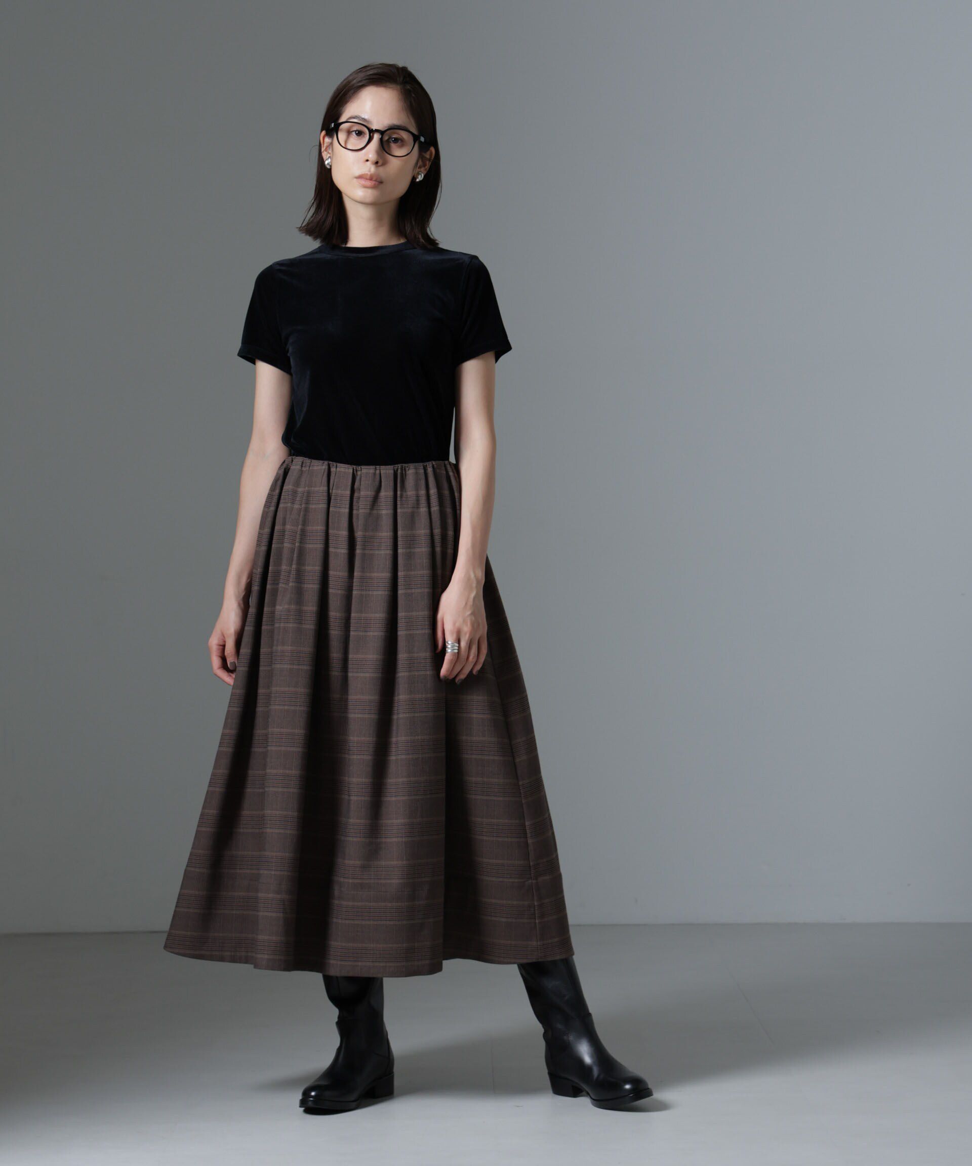 nano･universe「グレンチェックタックスカート」|スカート|