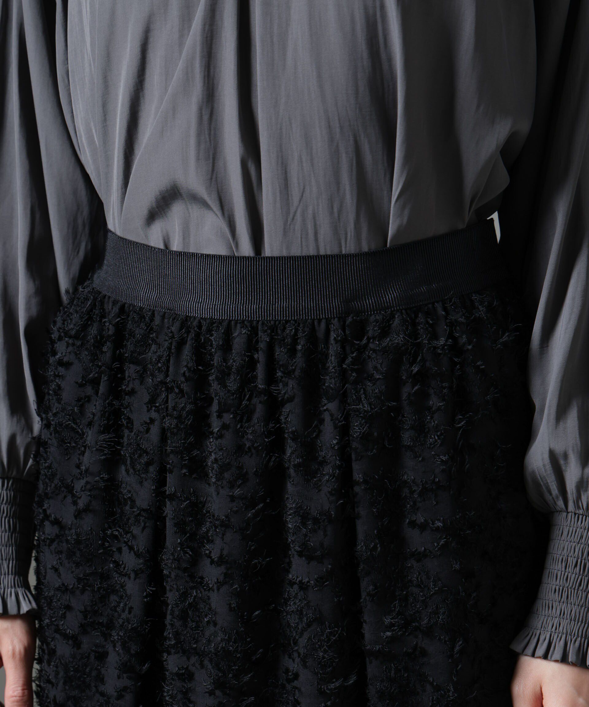 nano･universe「フリンジジャガードコクーンギャザースカート」|スカート|