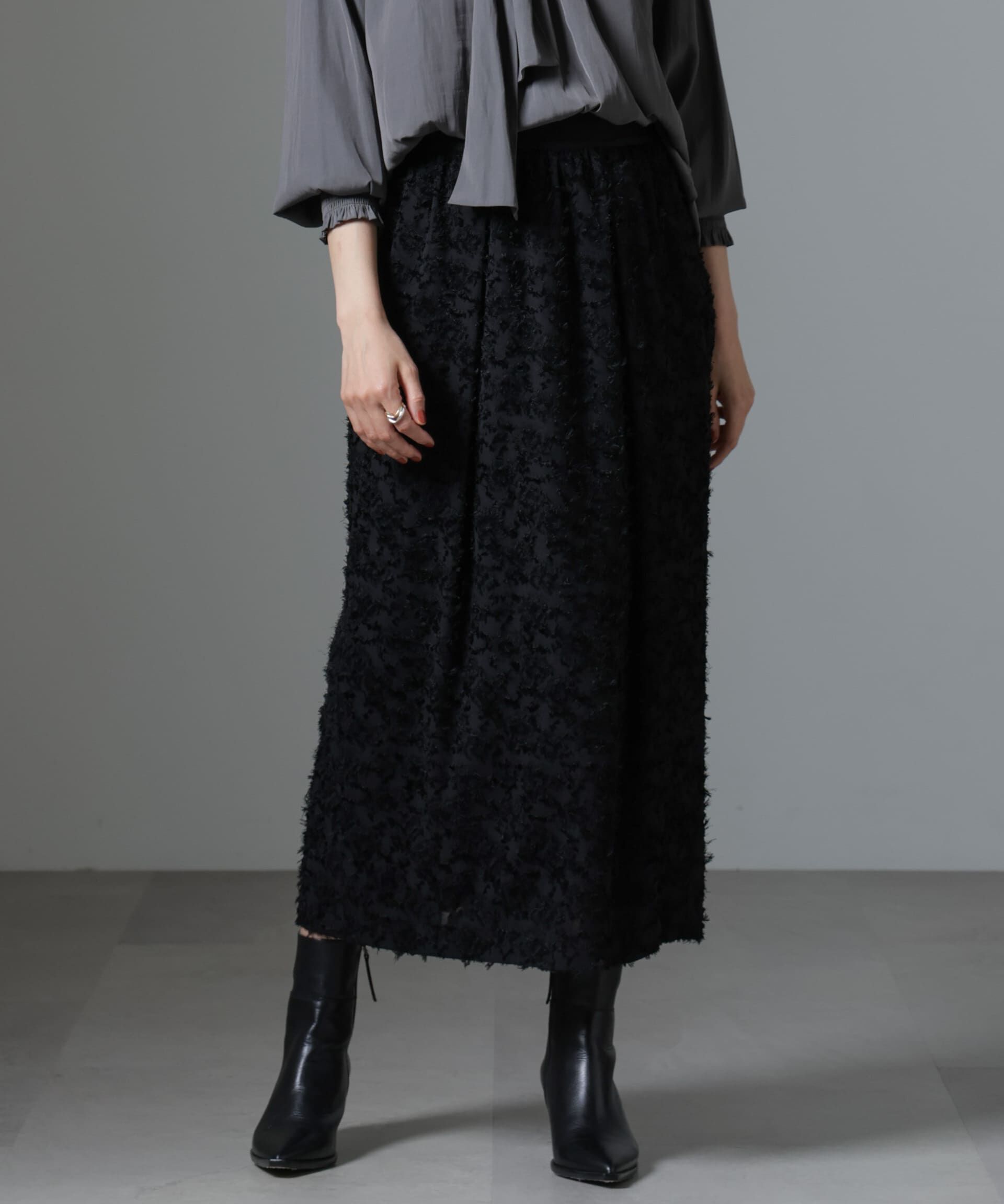 nano･universe「フリンジジャガードコクーンギャザースカート」|スカート|
