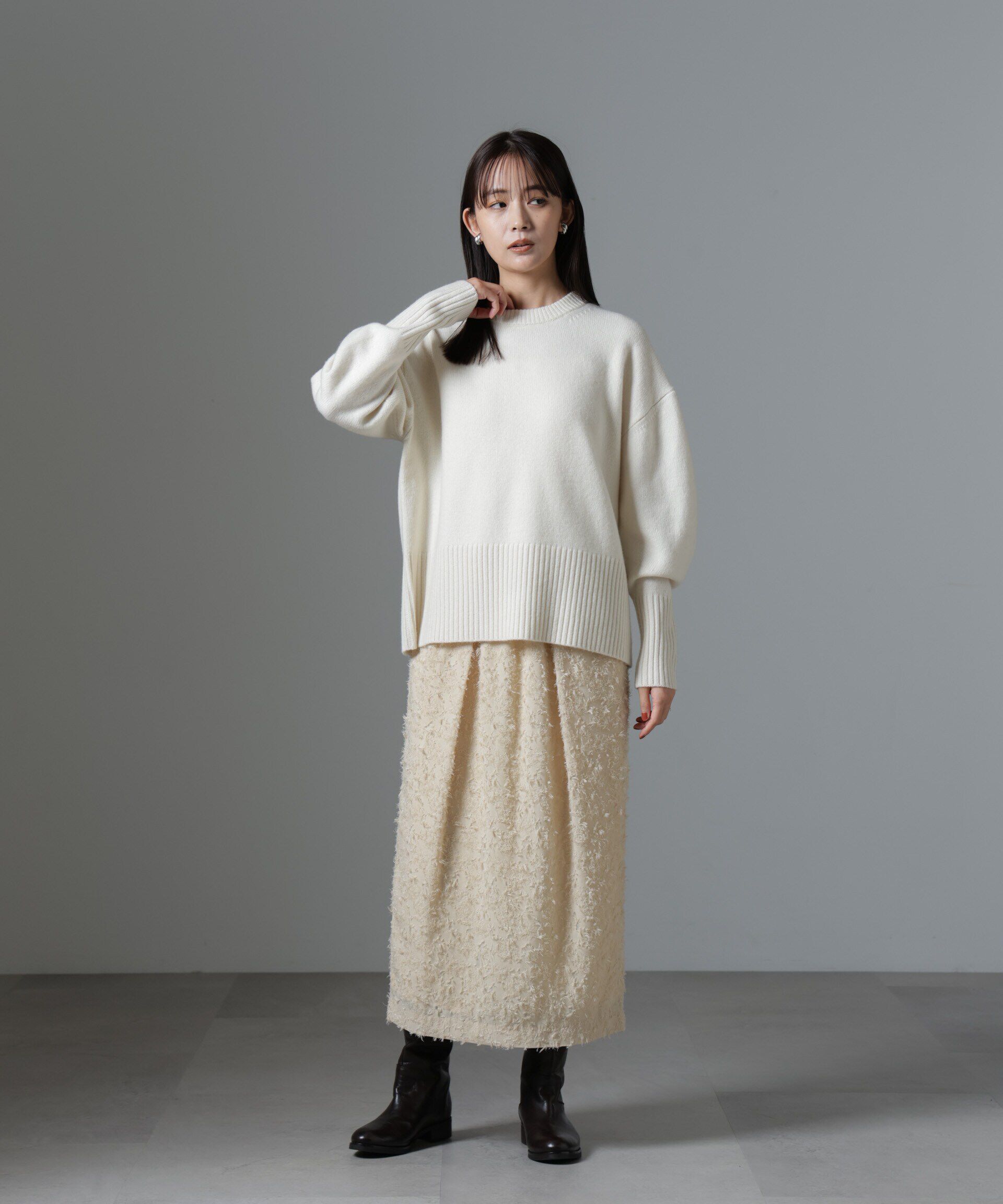 nano･universe「フリンジジャガードコクーンギャザースカート」|スカート|