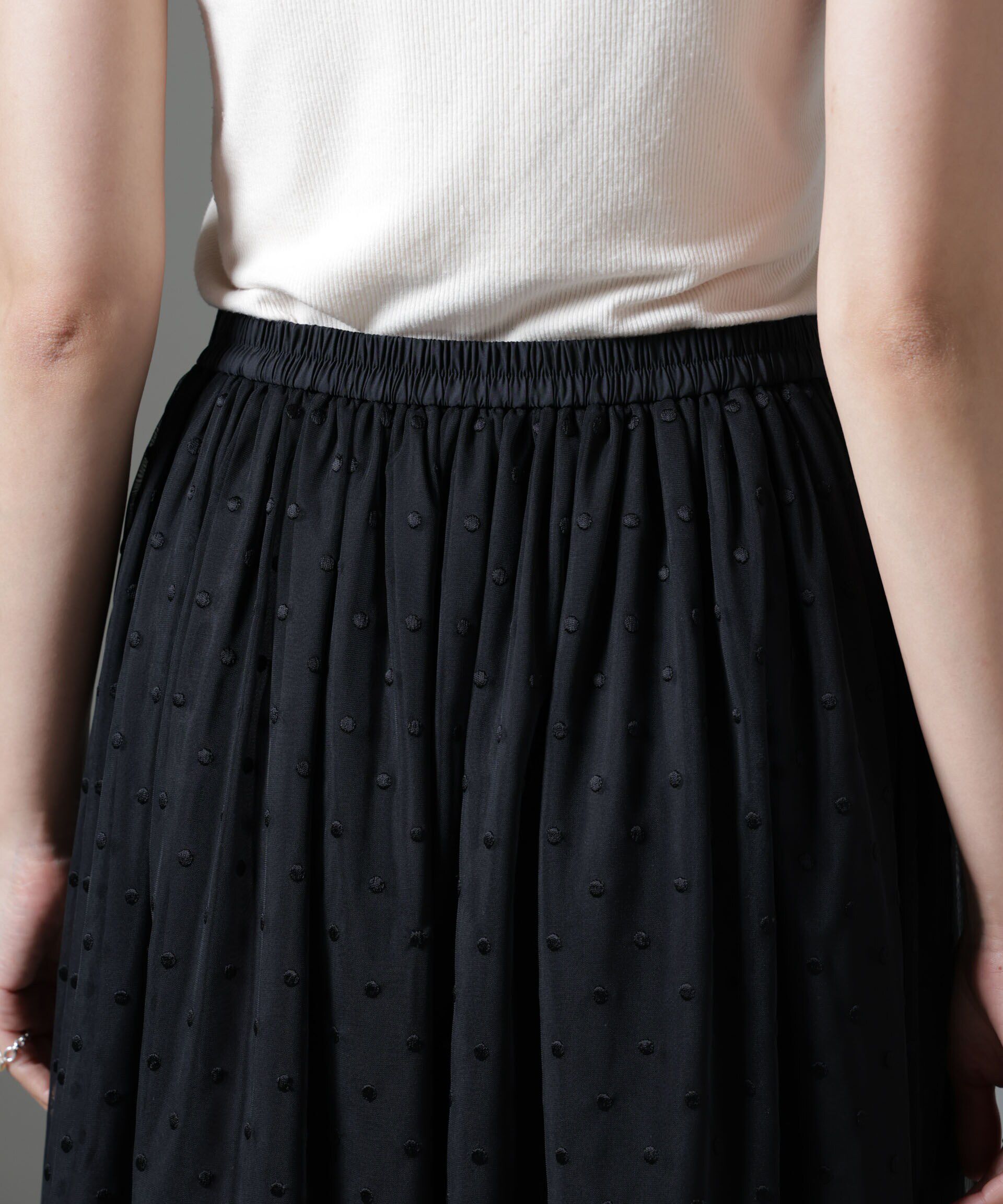 nano･universe「ドット刺繍チュールギャザースカート」|スカート|