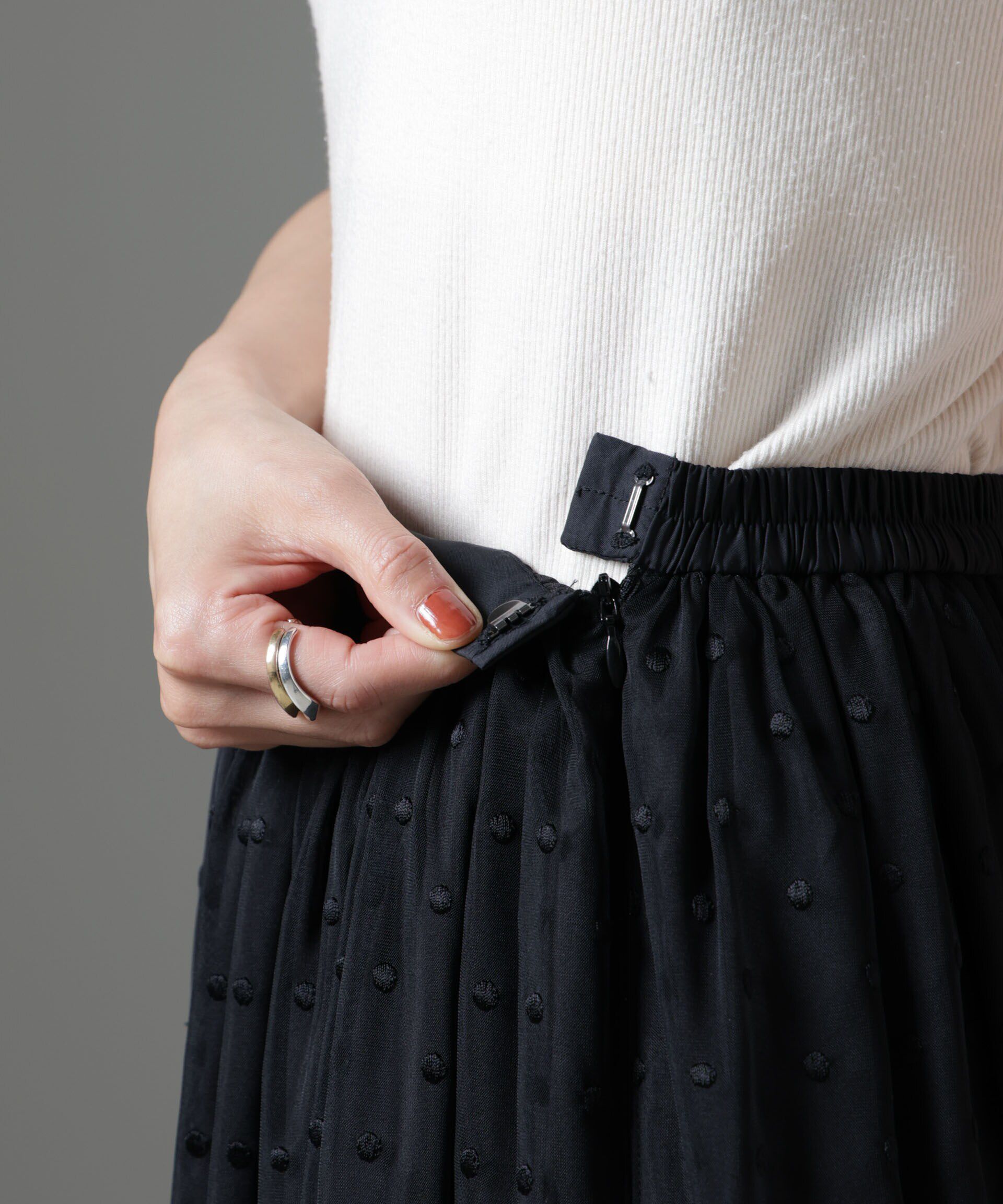 nano･universe「ドット刺繍チュールギャザースカート」|スカート|