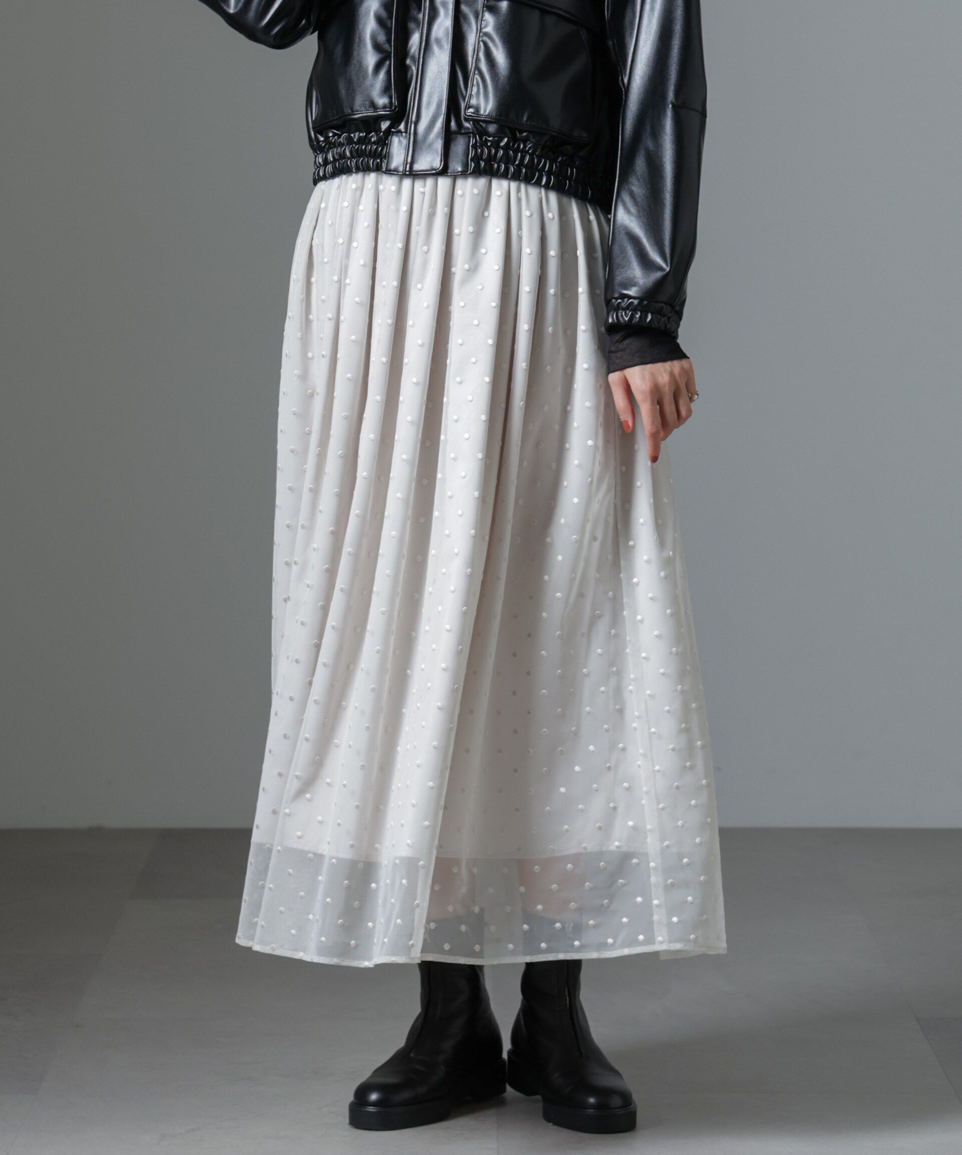 nano･universe「ドット刺繍チュールギャザースカート」|スカート|