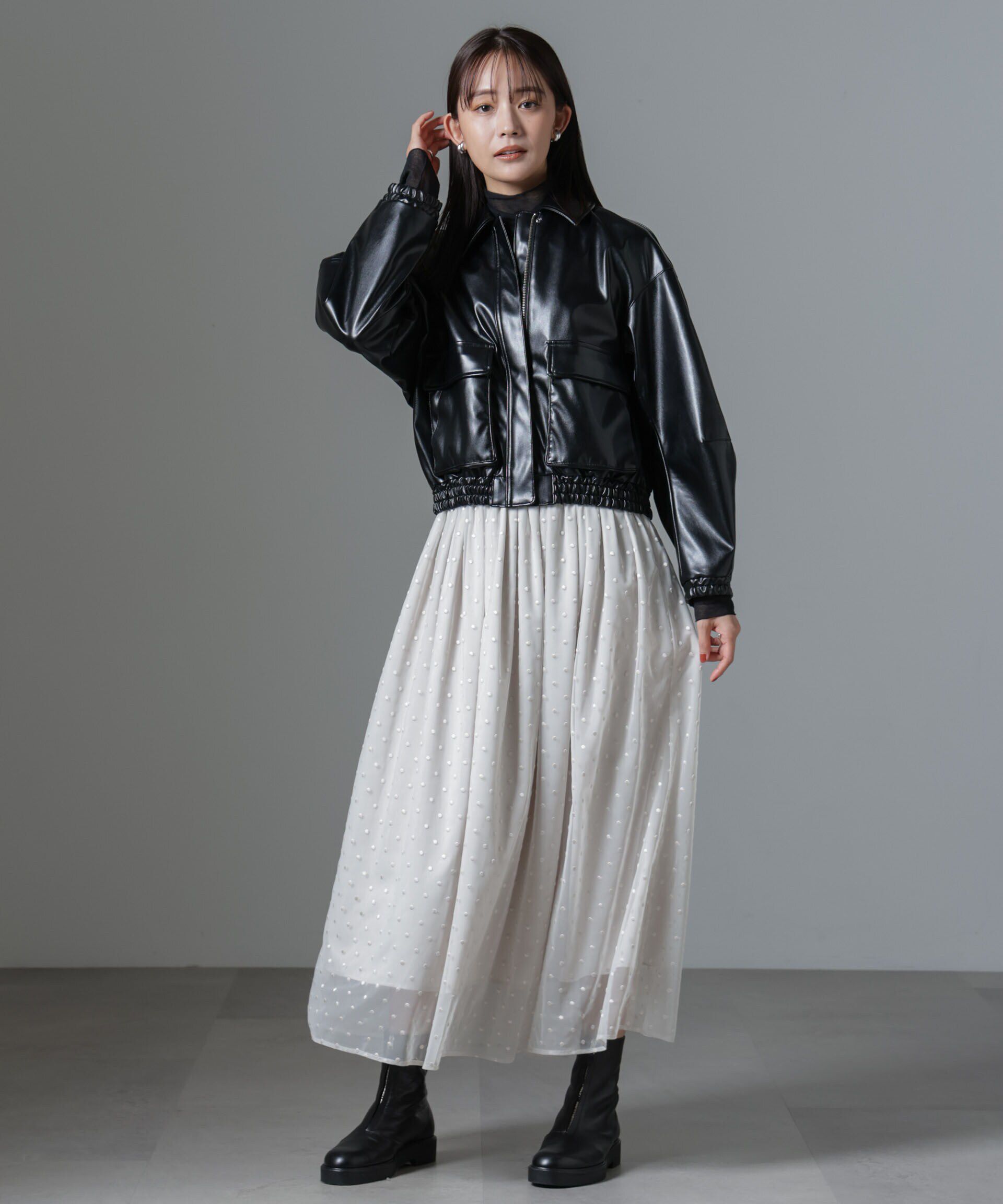 nano･universe「ドット刺繍チュールギャザースカート」|スカート|