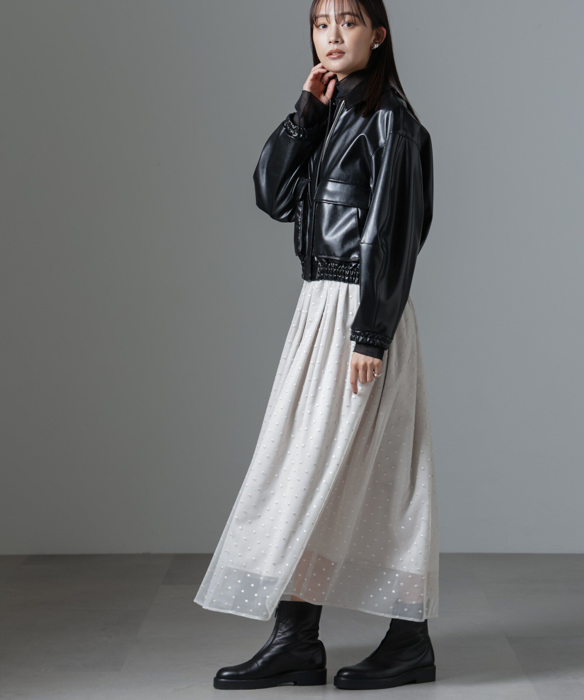 nano･universe「ドット刺繍チュールギャザースカート」|スカート|