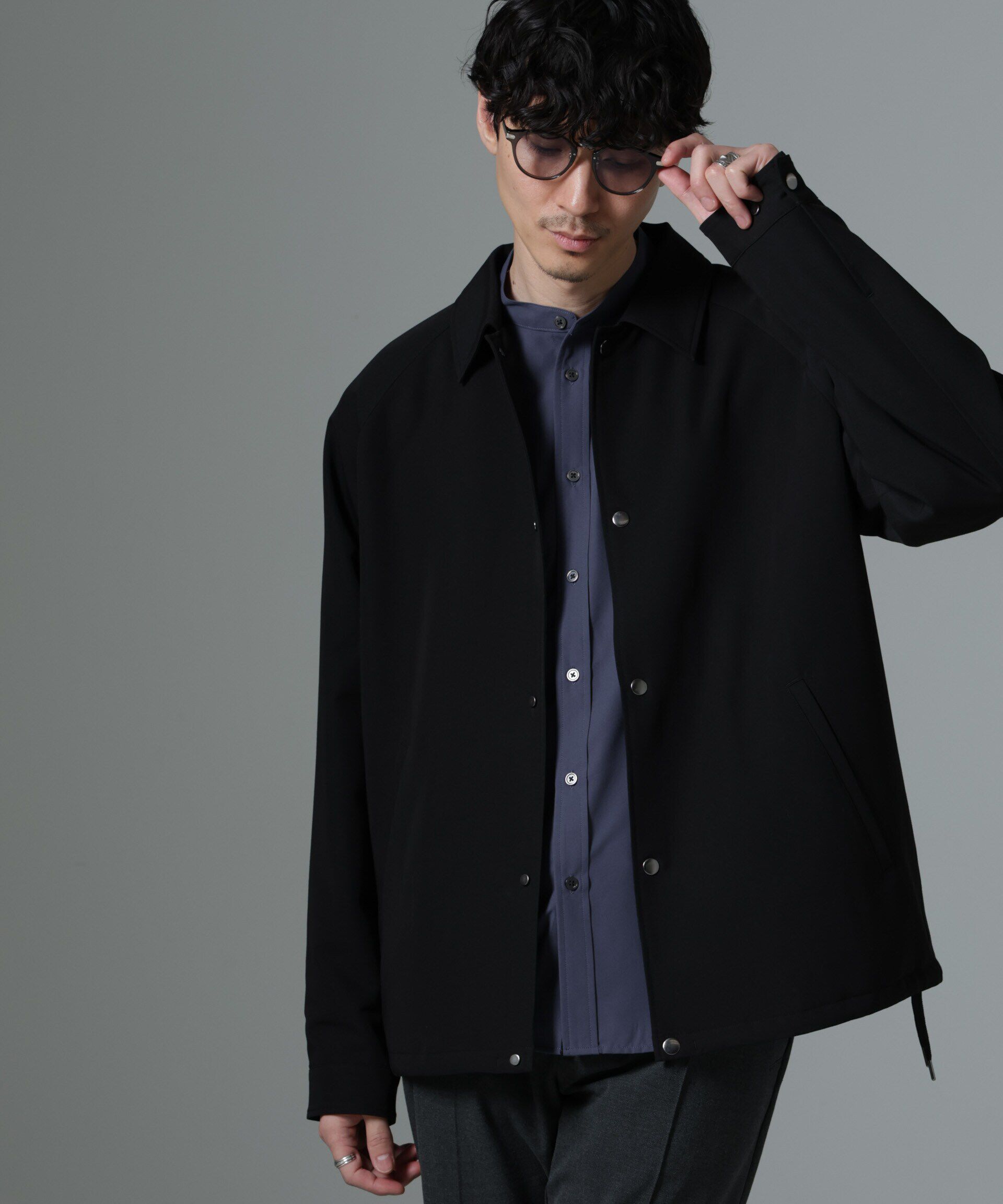 nano･universe「イタリアンドットリラックスコーチジャケット」|ブルゾン・スタジャン|ブラック