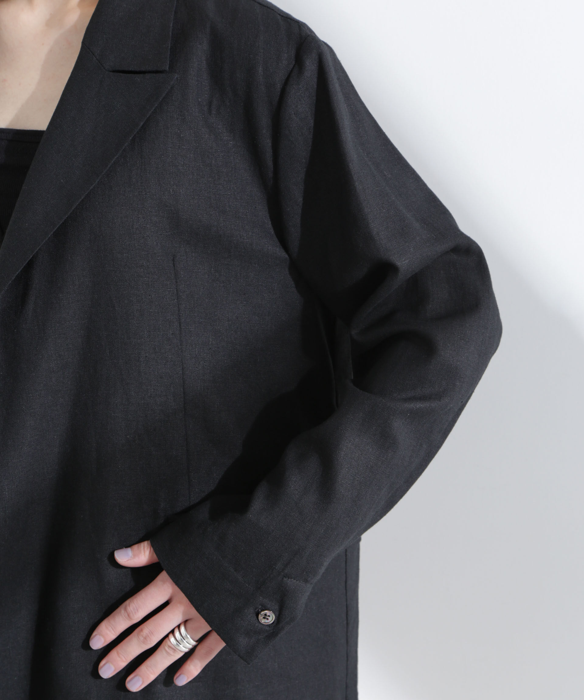 nano･universe「リネン混ボタンレスジャケット(セットアップ可)」|テーラードジャケット|