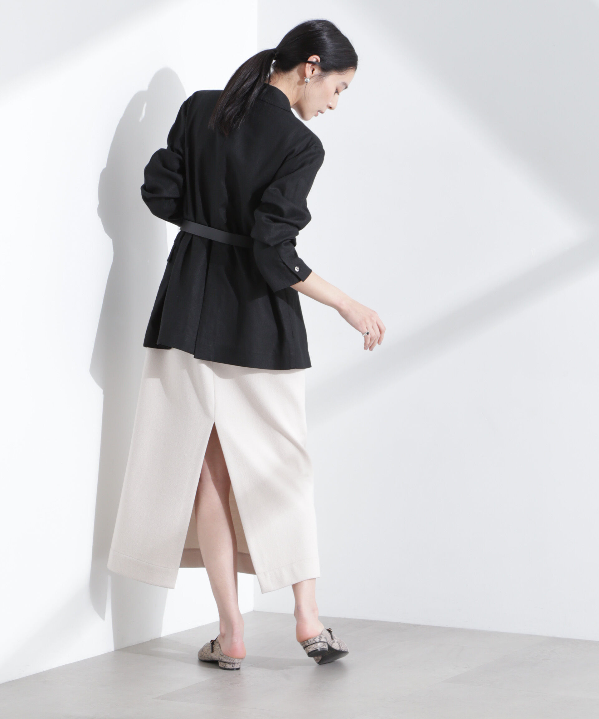 nano･universe「リネン混ボタンレスジャケット(セットアップ可)」|テーラードジャケット|