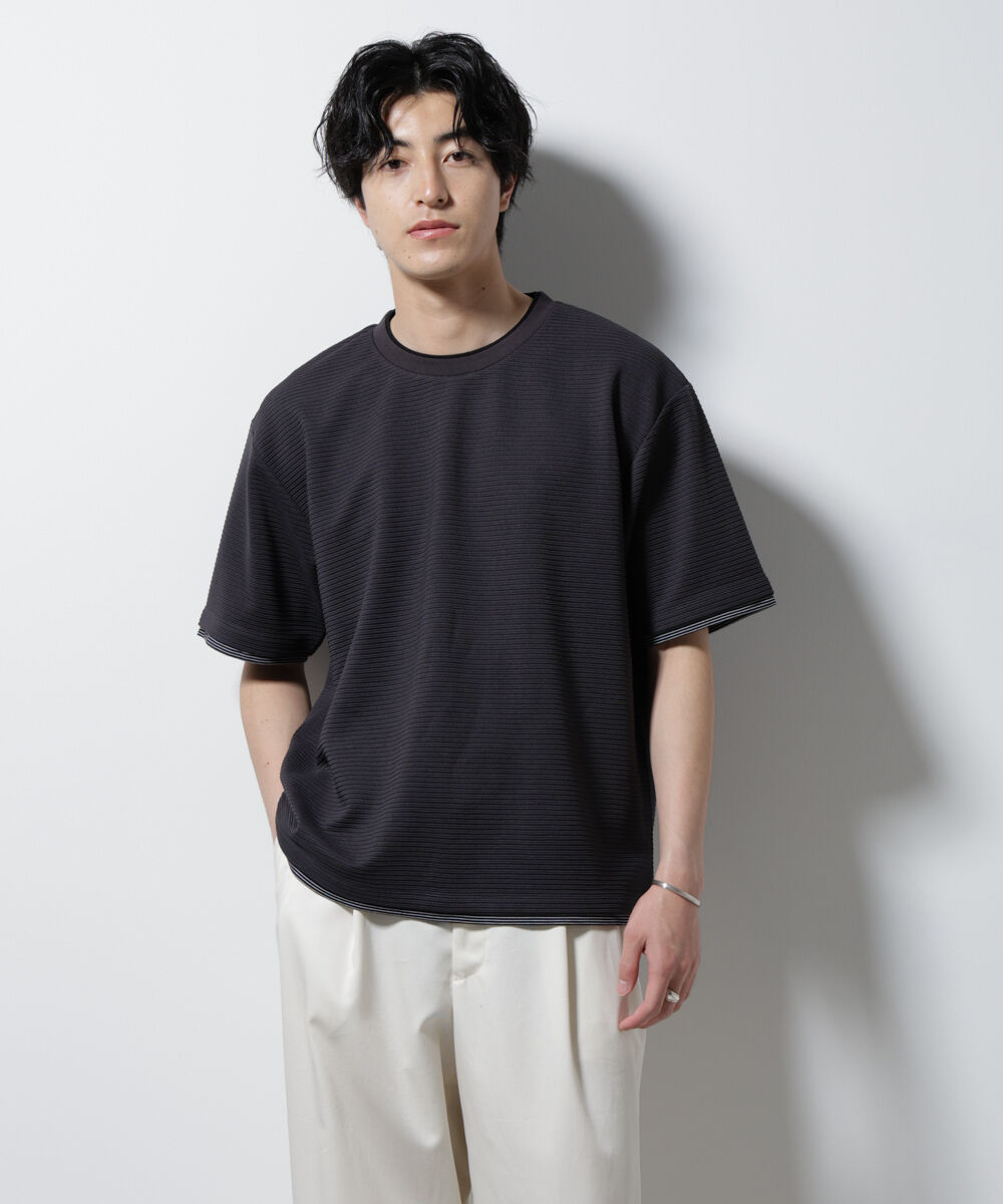 nano･universe「ガーターフェイクレイヤードTシャツ 半袖」|Tシャツ・カットソー|