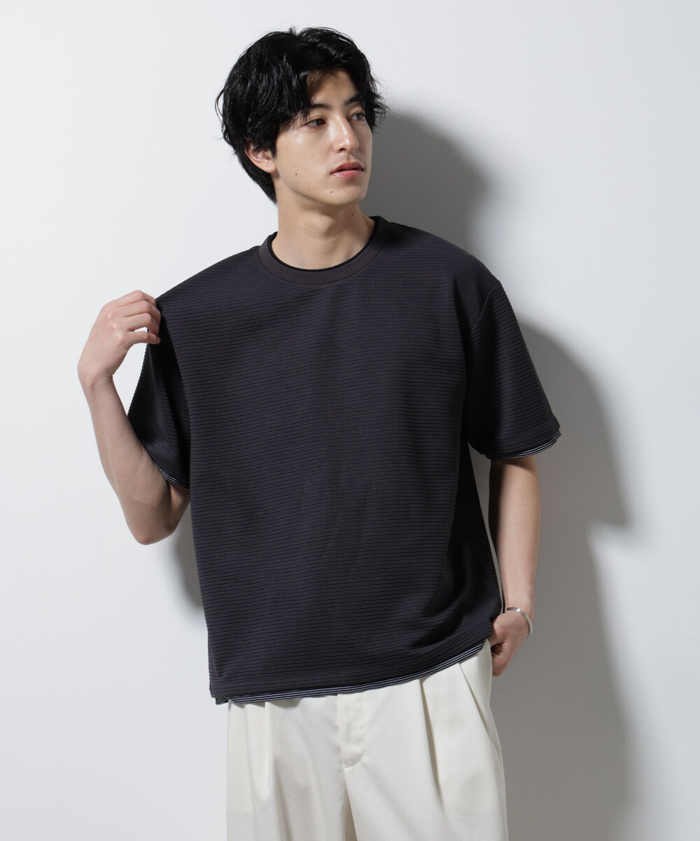 nano･universe「ガーターフェイクレイヤードTシャツ 半袖」|Tシャツ・カットソー|