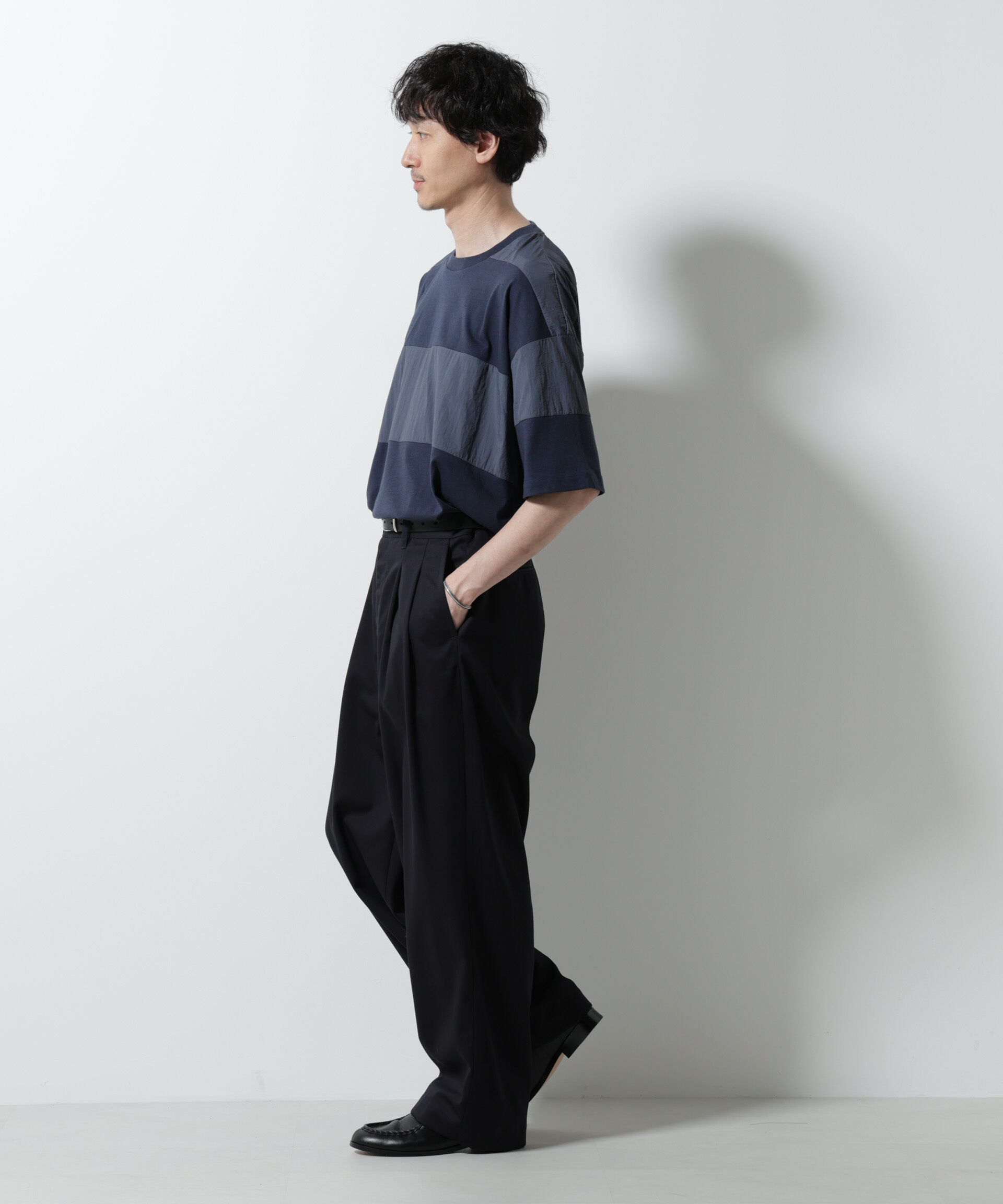 nano･universe「リラックス異素材ボーダーTシャツ 半袖」|Tシャツ・カットソー|