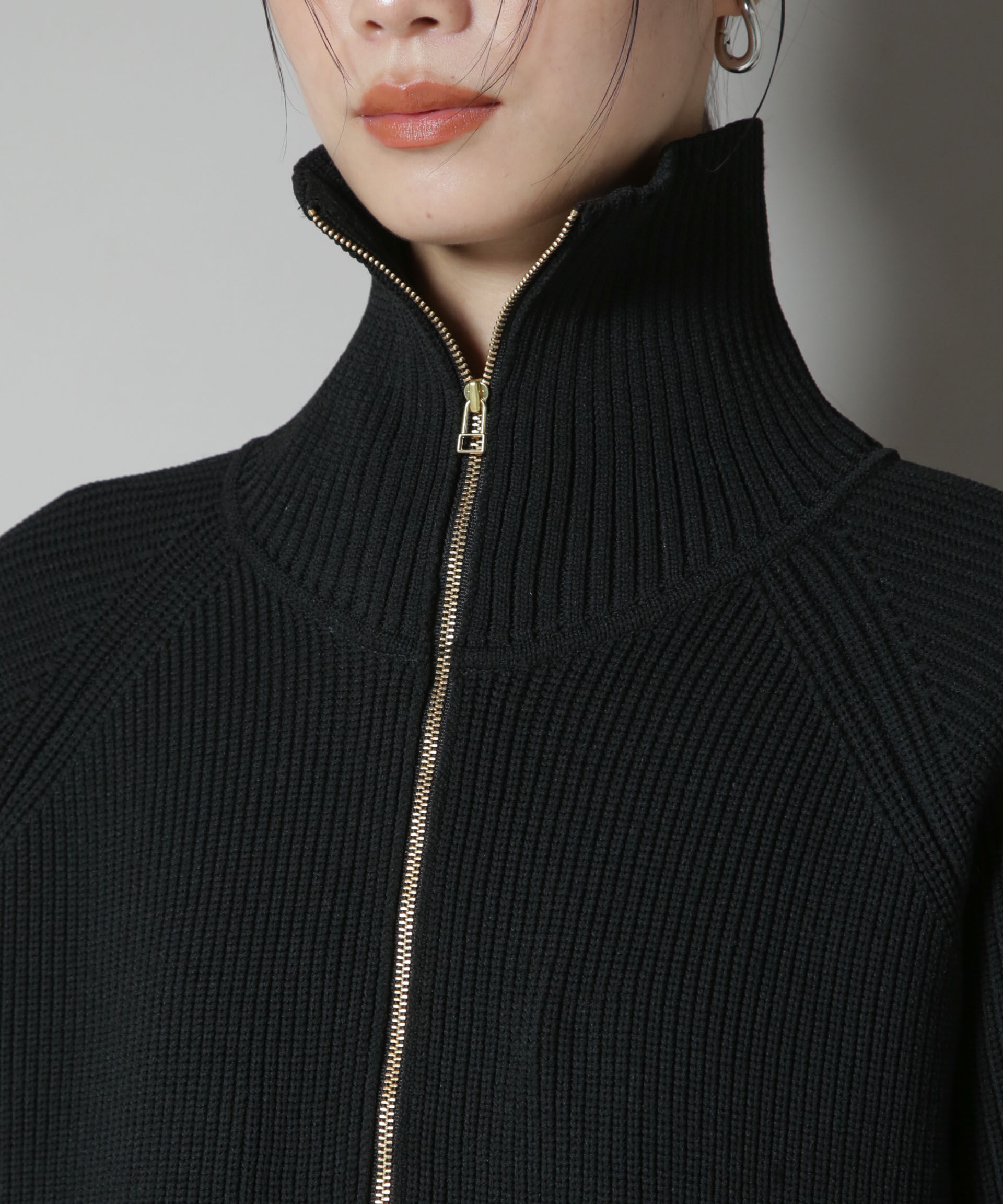 nano･universe「片畦ニットハーフジップミニワンピース」|ワンピース|