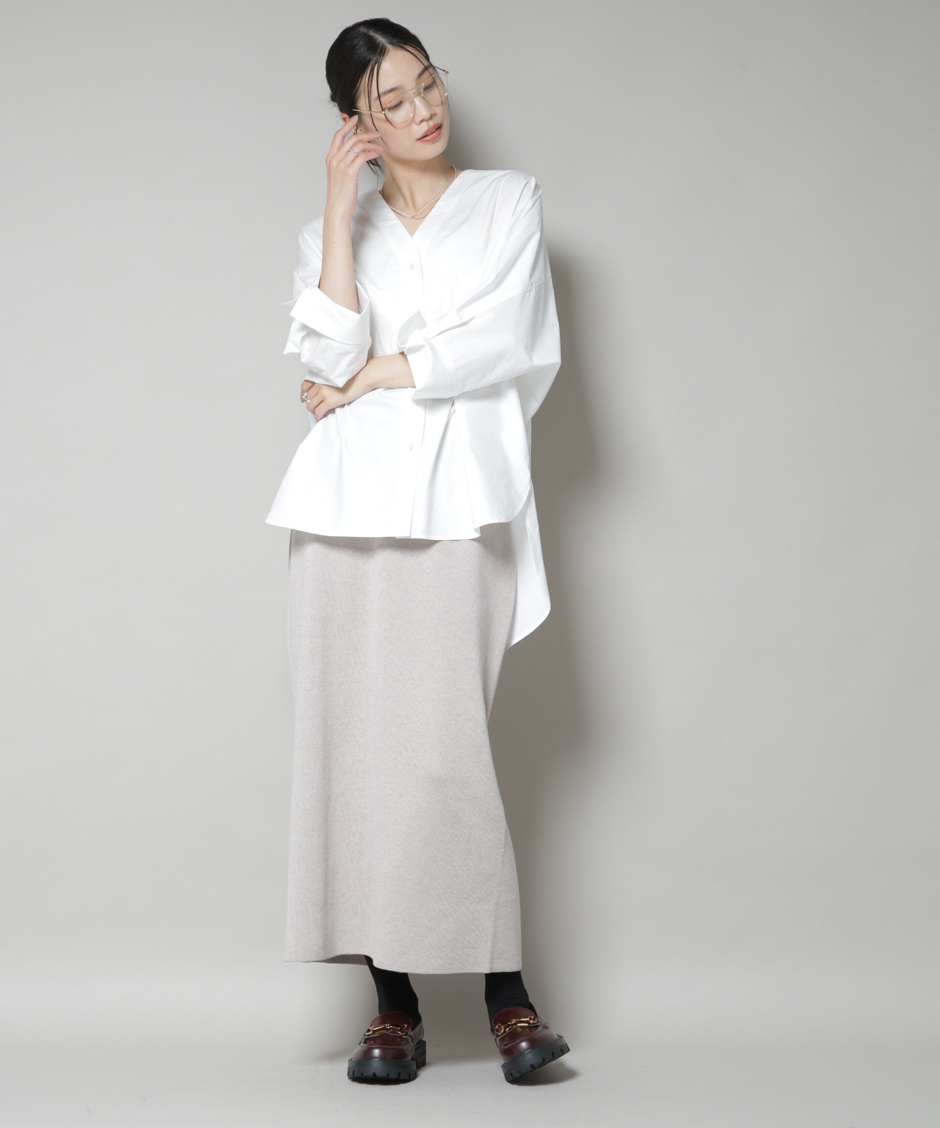 nano･universe「毛玉抑制総針スカート(セットアップ可)」|スカート|