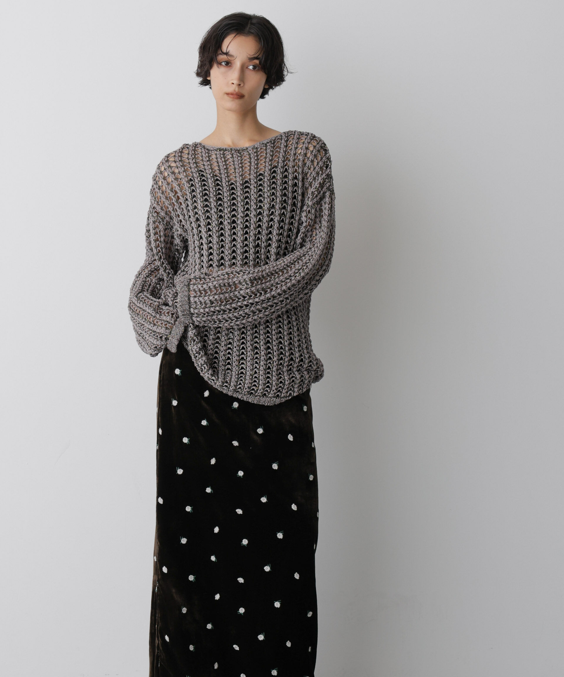 nano･universe「「STEVELOUR」シャイニーレースニットトップス」|ニット・セーター|