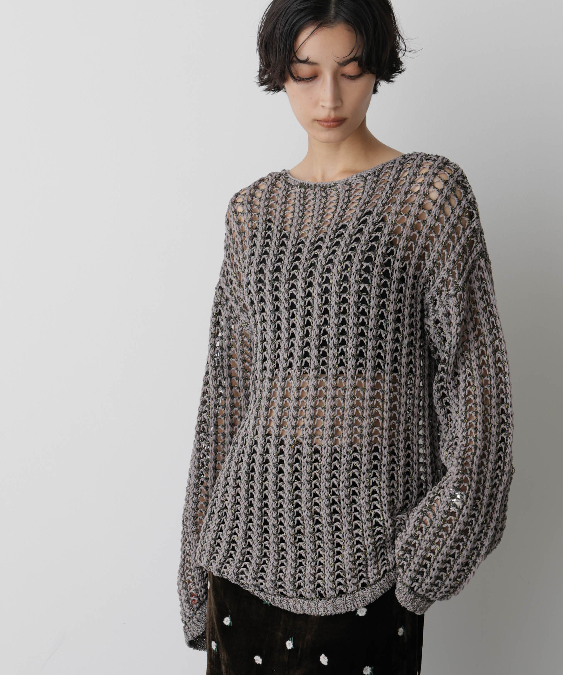 nano･universe「「STEVELOUR」シャイニーレースニットトップス」|ニット・セーター|