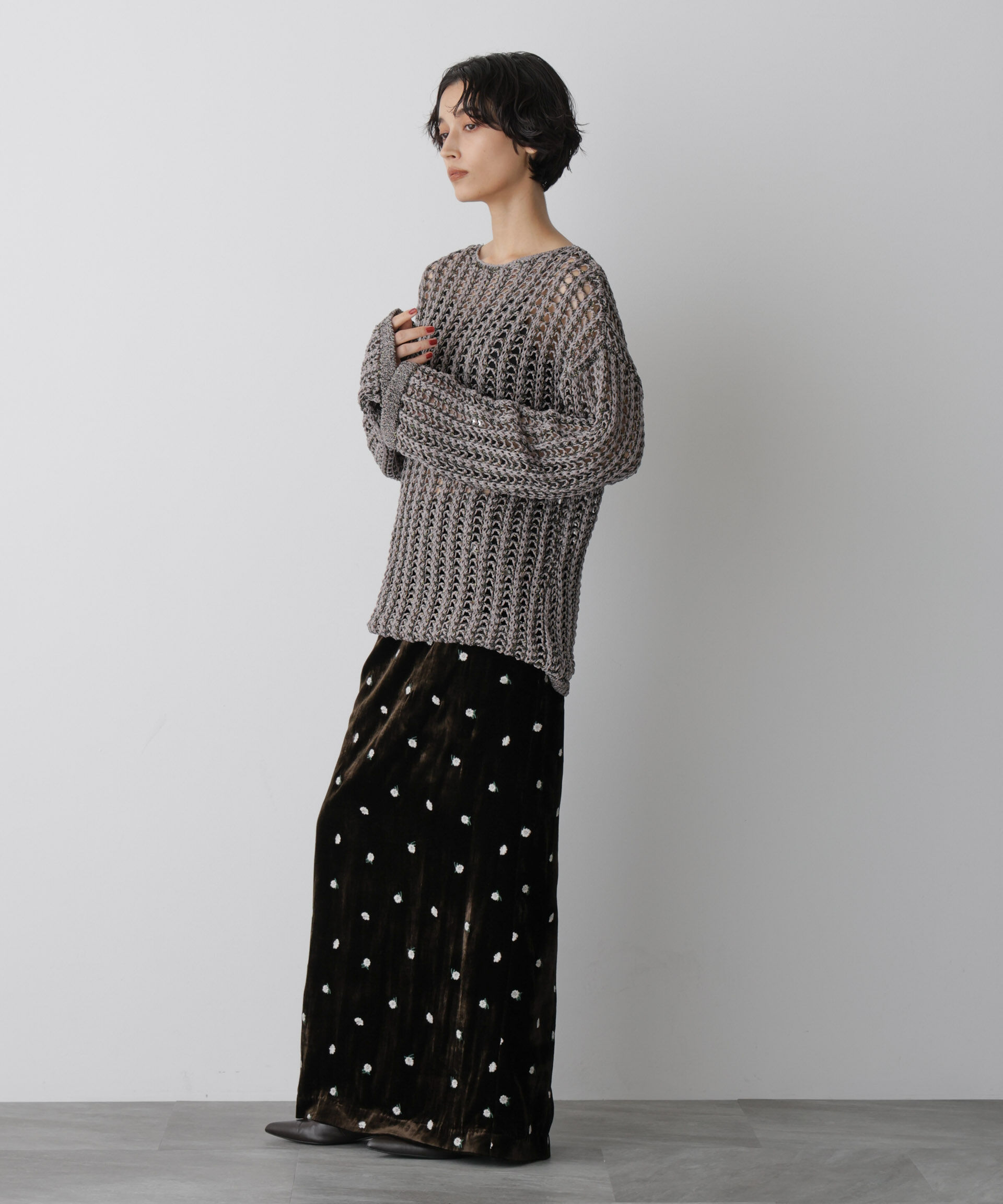 nano･universe「「STEVELOUR」シャイニーレースニットトップス」|ニット・セーター|