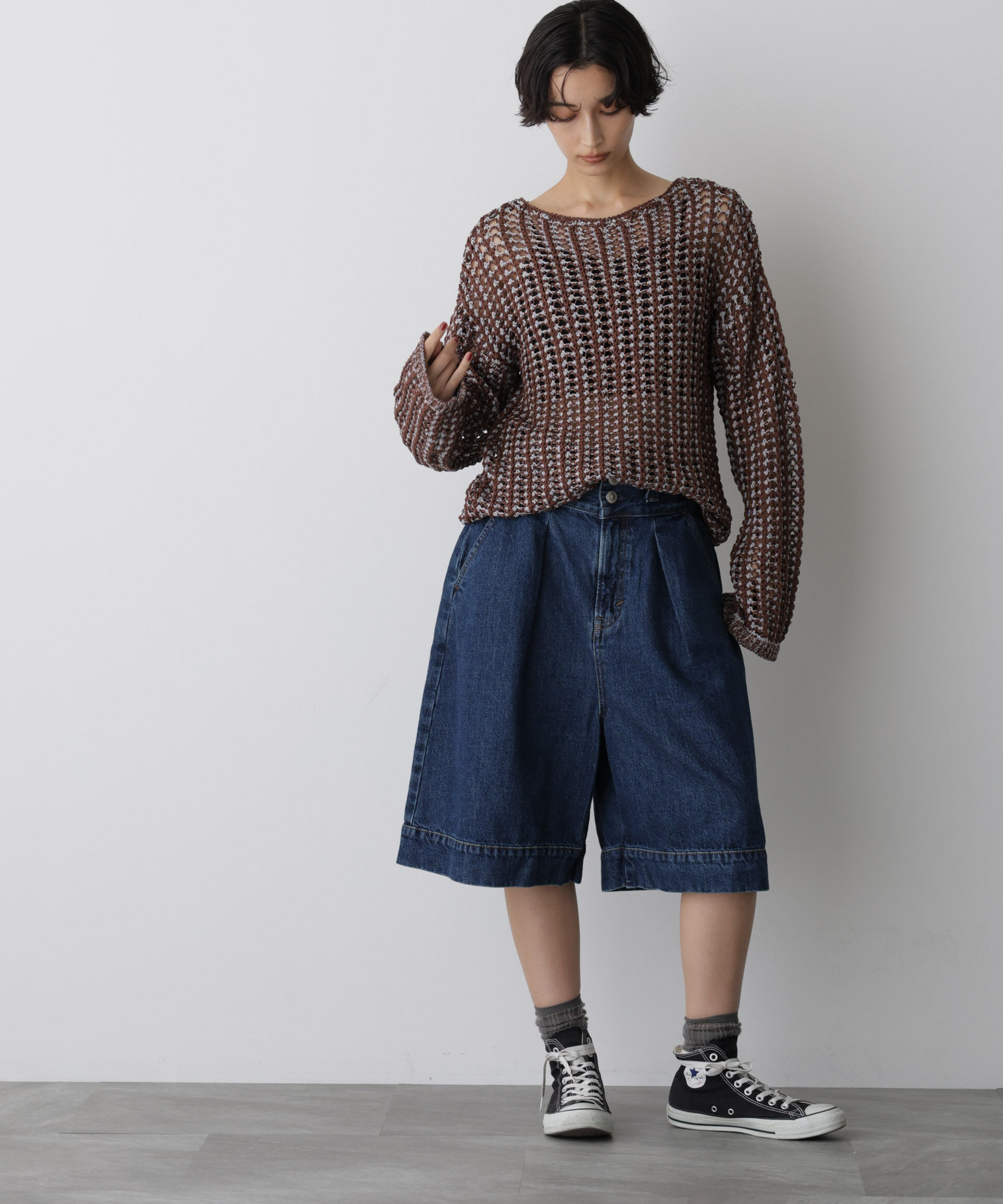 nano･universe「「STEVELOUR」シャイニーレースニットトップス」|ニット・セーター|