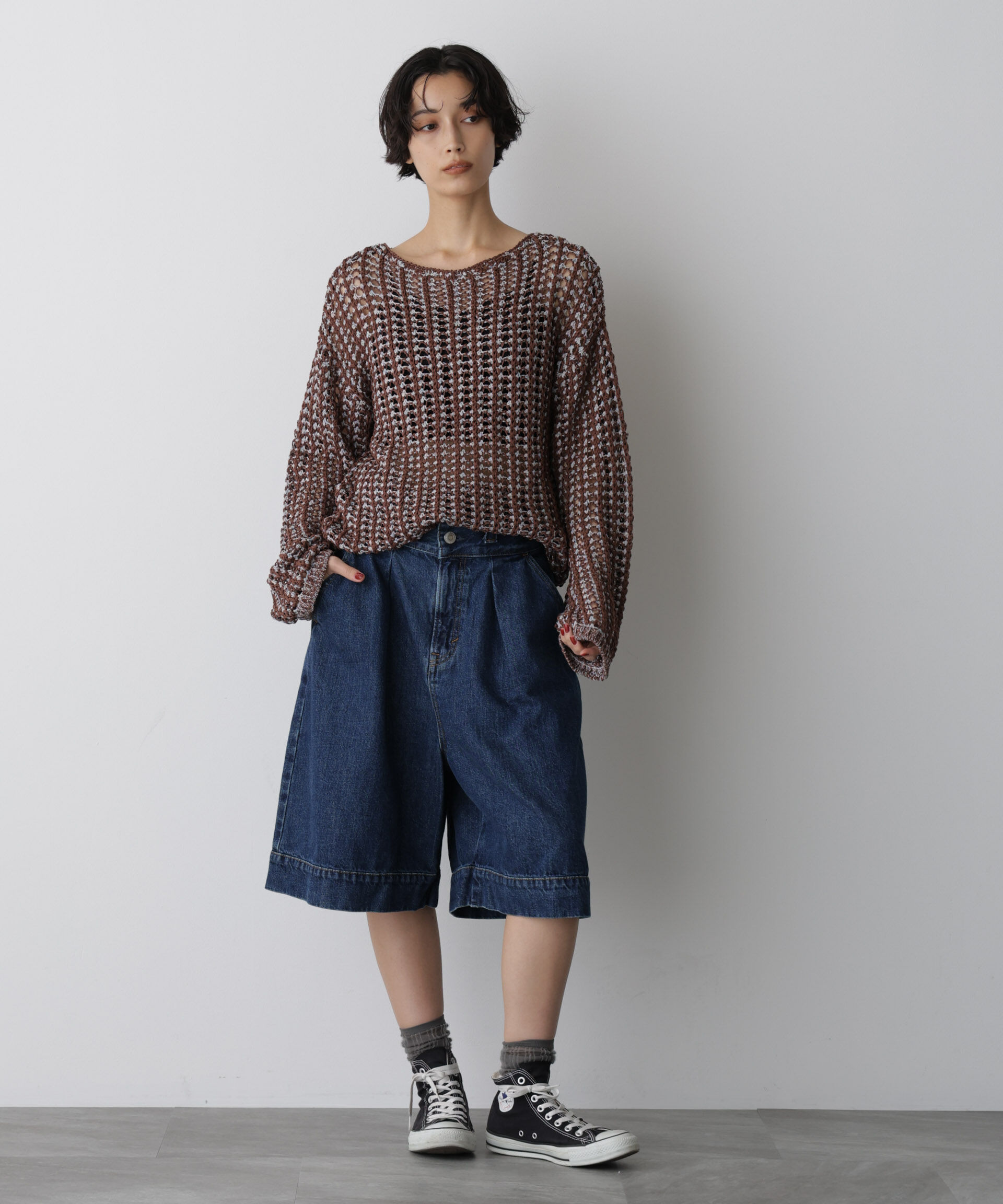 nano･universe「「STEVELOUR」シャイニーレースニットトップス」|ニット・セーター|